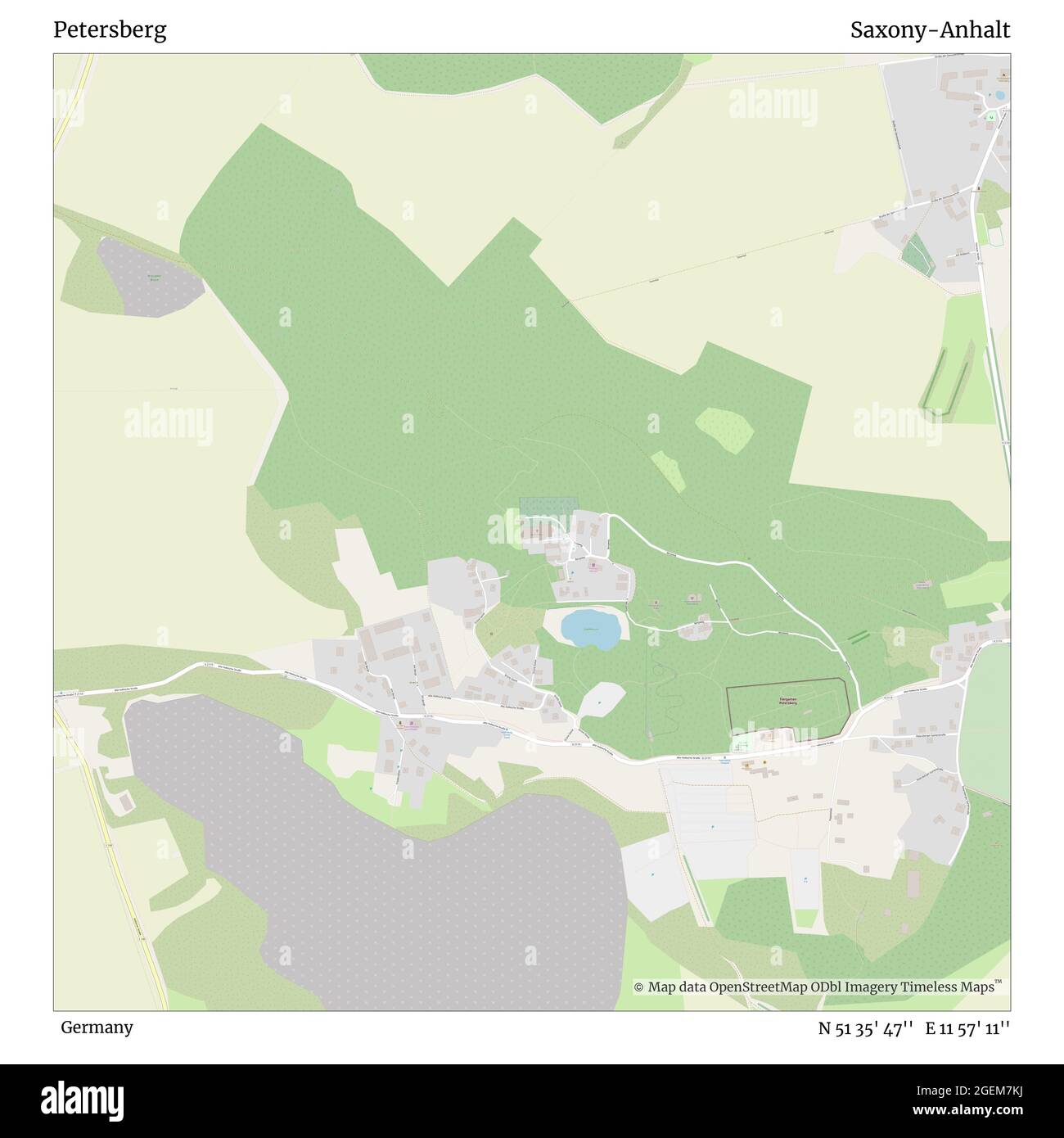 Petersberg, Allemagne, Saxe-Anhalt, N 51 35' 47'', E 11 57' 11'', carte, carte intemporelle publiée en 2021. Les voyageurs, les explorateurs et les aventuriers comme Florence Nightingale, David Livingstone, Ernest Shackleton, Lewis et Clark et Sherlock Holmes se sont appuyés sur des cartes pour planifier leurs voyages dans les coins les plus reculés du monde. Timeless Maps dresse la carte de la plupart des sites du monde, montrant ainsi la réalisation de grands rêves Banque D'Images