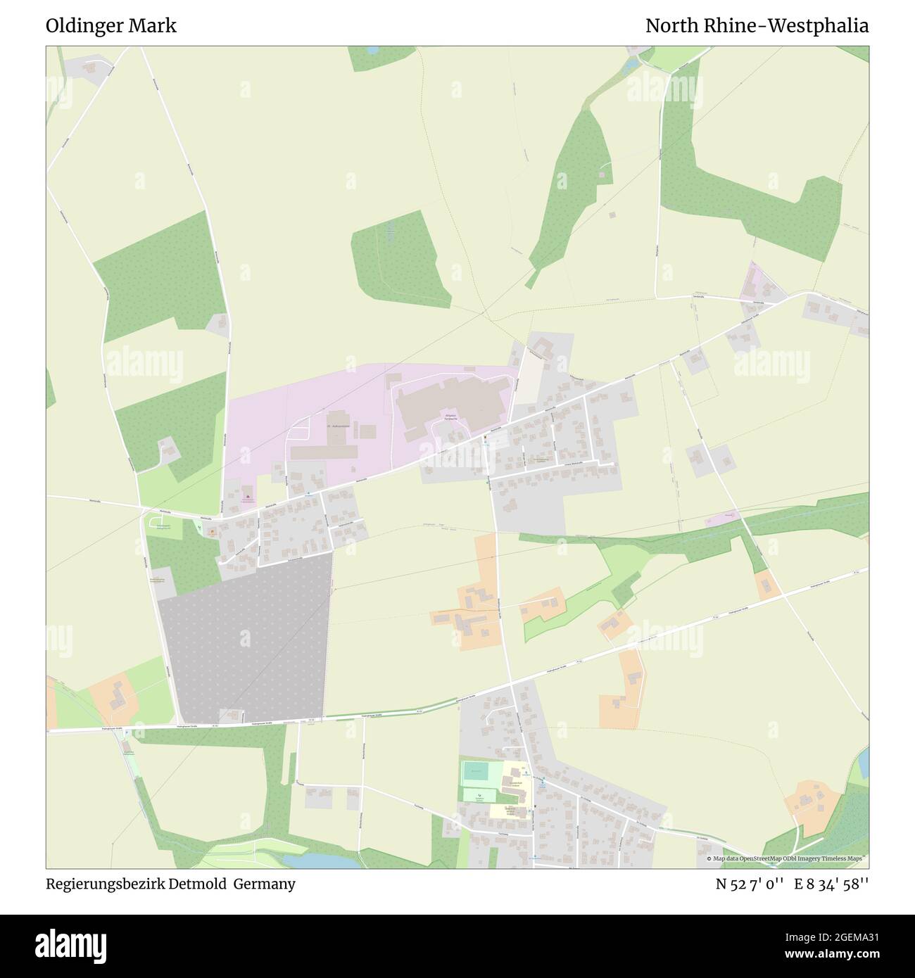 Oldinger Mark, Regierungsbezirk Detmold, Allemagne, Rhénanie-du-Nord-Westphalie, N 52 7' 0'', E 8 34' 58'', carte, Timeless carte publiée en 2021. Les voyageurs, les explorateurs et les aventuriers comme Florence Nightingale, David Livingstone, Ernest Shackleton, Lewis et Clark et Sherlock Holmes se sont appuyés sur des cartes pour planifier leurs voyages dans les coins les plus reculés du monde. Timeless Maps dresse la carte de la plupart des sites du monde, montrant ainsi la réalisation de grands rêves Banque D'Images