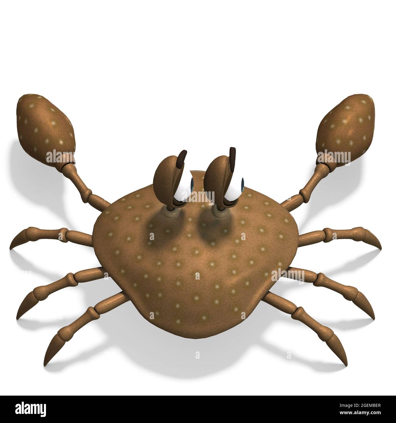 Illustration 3D d'un joli et drôle de crabe de dessin animé. Objet de rendu isolé Banque D'Images