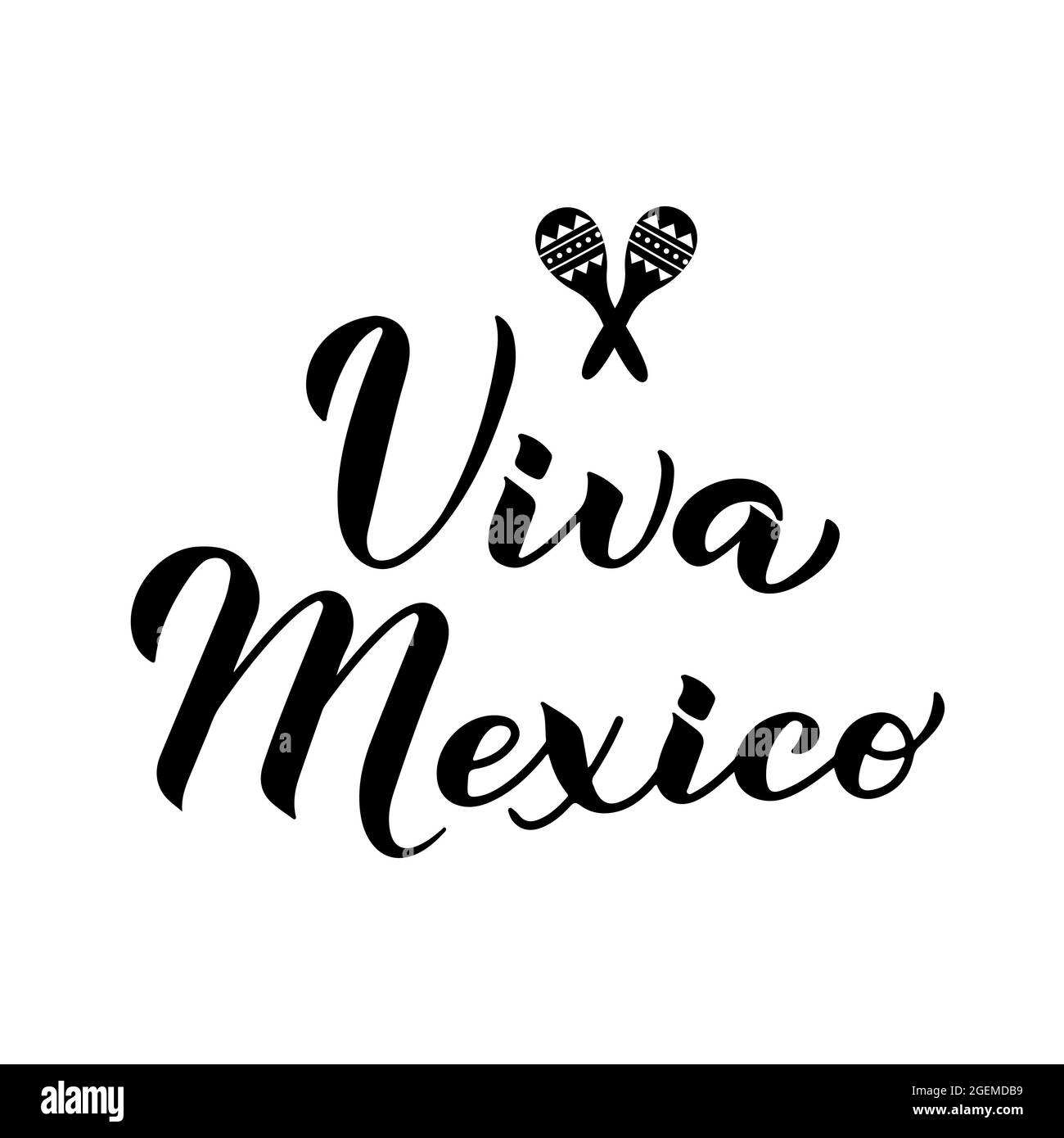 Viva Mexique calligraphie lettrage à la main. Fête de l'indépendance mexicaine célébrée le 16 septembre. Modèle vectoriel pour affiche typographique, bannière, message d'accueil c Illustration de Vecteur