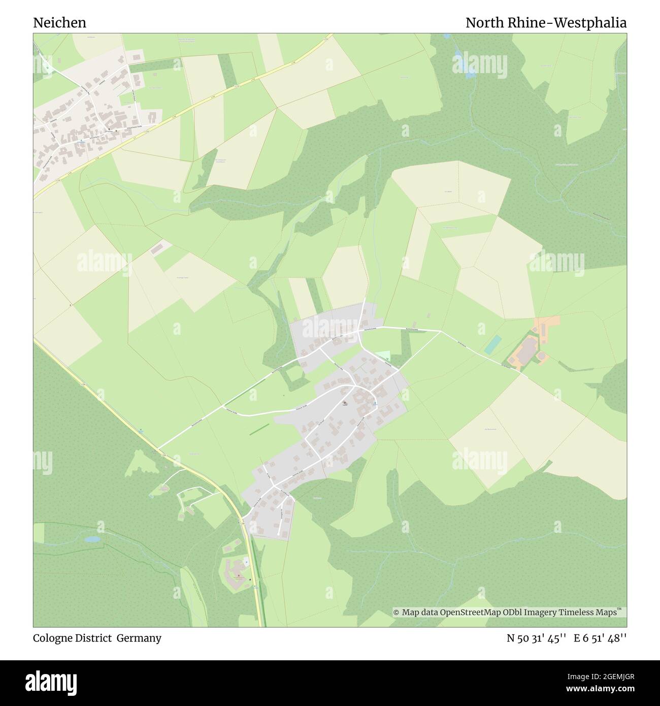 Neichen, Cologne District, Allemagne, Rhénanie-du-Nord-Westphalie, N 50 31' 45'', E 6 51' 48'', carte, Timeless carte publiée en 2021. Les voyageurs, les explorateurs et les aventuriers comme Florence Nightingale, David Livingstone, Ernest Shackleton, Lewis et Clark et Sherlock Holmes se sont appuyés sur des cartes pour planifier leurs voyages dans les coins les plus reculés du monde. Timeless Maps dresse la carte de la plupart des sites du monde, montrant ainsi la réalisation de grands rêves Banque D'Images