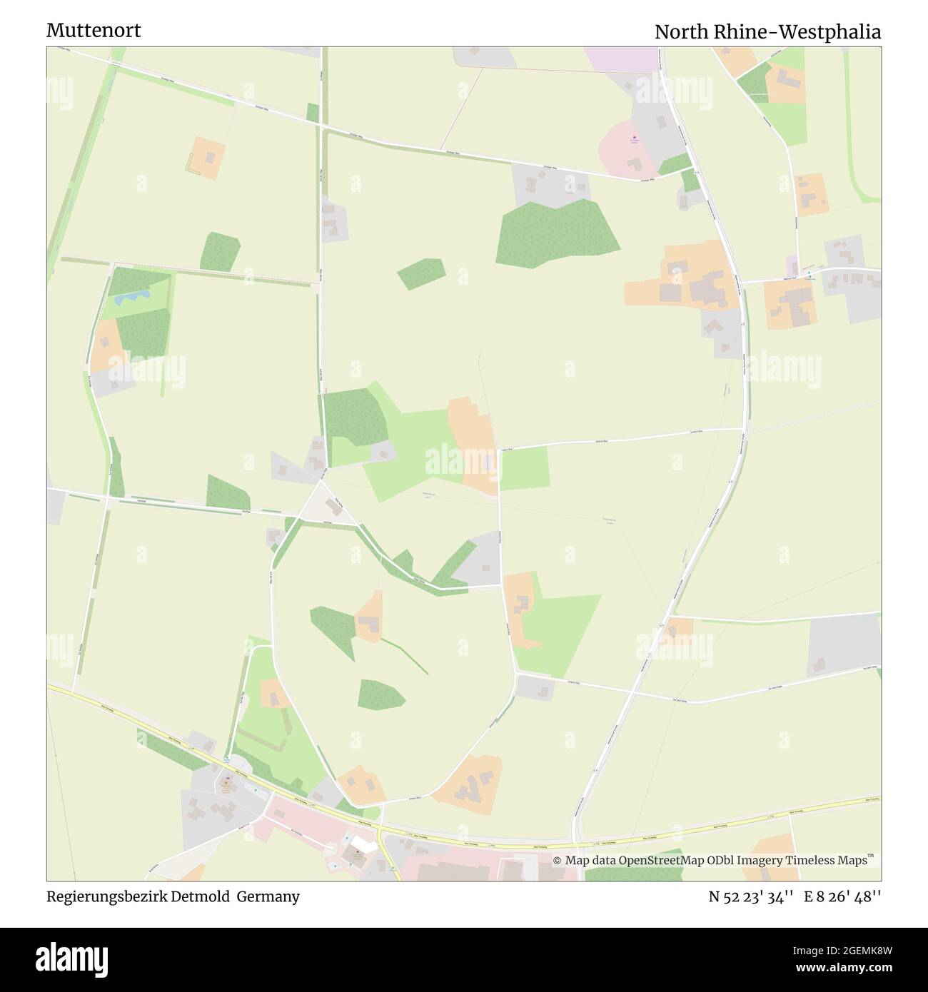 Muttenort, Regierungsbezirk Detmold, Allemagne, Rhénanie-du-Nord-Westphalie, N 52 23' 34'', E 8 26' 48'', carte, Timeless carte publiée en 2021. Les voyageurs, les explorateurs et les aventuriers comme Florence Nightingale, David Livingstone, Ernest Shackleton, Lewis et Clark et Sherlock Holmes se sont appuyés sur des cartes pour planifier leurs voyages dans les coins les plus reculés du monde. Timeless Maps dresse la carte de la plupart des sites du monde, montrant ainsi la réalisation de grands rêves Banque D'Images