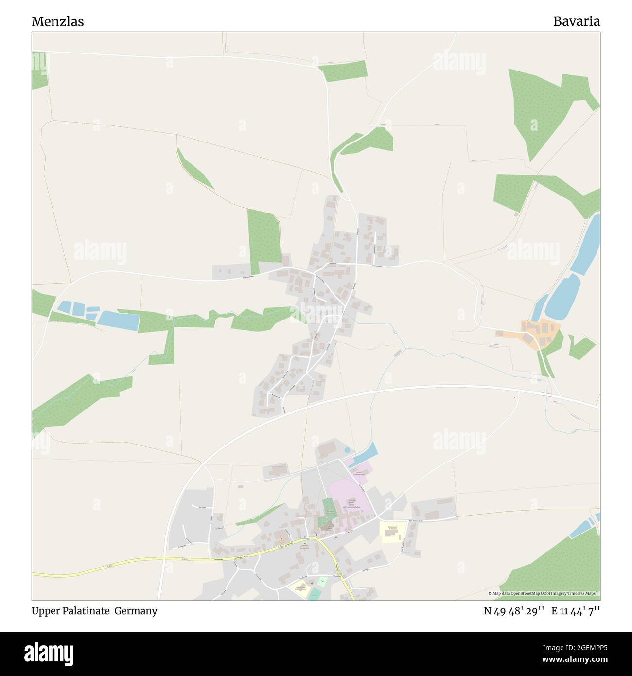 Menzlas, Haut-Palatinat, Allemagne, Bavière, N 49 48' 29'', E 11 44' 7'', carte, carte intemporelle publiée en 2021. Les voyageurs, les explorateurs et les aventuriers comme Florence Nightingale, David Livingstone, Ernest Shackleton, Lewis et Clark et Sherlock Holmes se sont appuyés sur des cartes pour planifier leurs voyages dans les coins les plus reculés du monde. Timeless Maps dresse la carte de la plupart des sites du monde, montrant ainsi la réalisation de grands rêves Banque D'Images