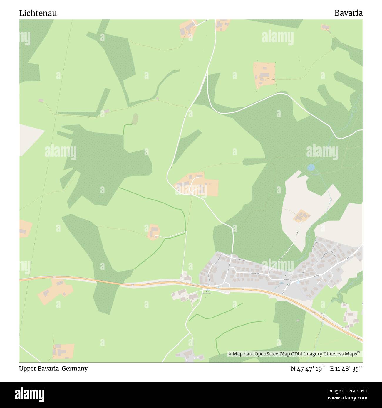 Lichtenau, haute-Bavière, Allemagne, Bavière, N 47 47' 19'', E 11 48' 35'', carte, carte intemporelle publiée en 2021. Les voyageurs, les explorateurs et les aventuriers comme Florence Nightingale, David Livingstone, Ernest Shackleton, Lewis et Clark et Sherlock Holmes se sont appuyés sur des cartes pour planifier leurs voyages dans les coins les plus reculés du monde. Timeless Maps dresse la carte de la plupart des sites du monde, montrant ainsi la réalisation de grands rêves Banque D'Images