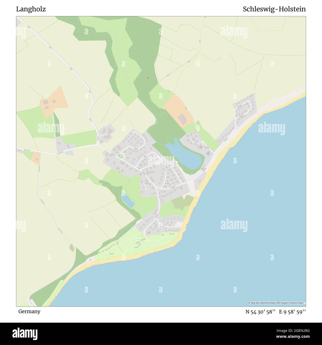 Langholz, Allemagne, Schleswig-Holstein, N 54 30' 58'', E 9 58' 59'', carte, carte intemporelle publiée en 2021. Les voyageurs, les explorateurs et les aventuriers comme Florence Nightingale, David Livingstone, Ernest Shackleton, Lewis et Clark et Sherlock Holmes se sont appuyés sur des cartes pour planifier leurs voyages dans les coins les plus reculés du monde. Timeless Maps dresse la carte de la plupart des sites du monde, montrant ainsi la réalisation de grands rêves Banque D'Images