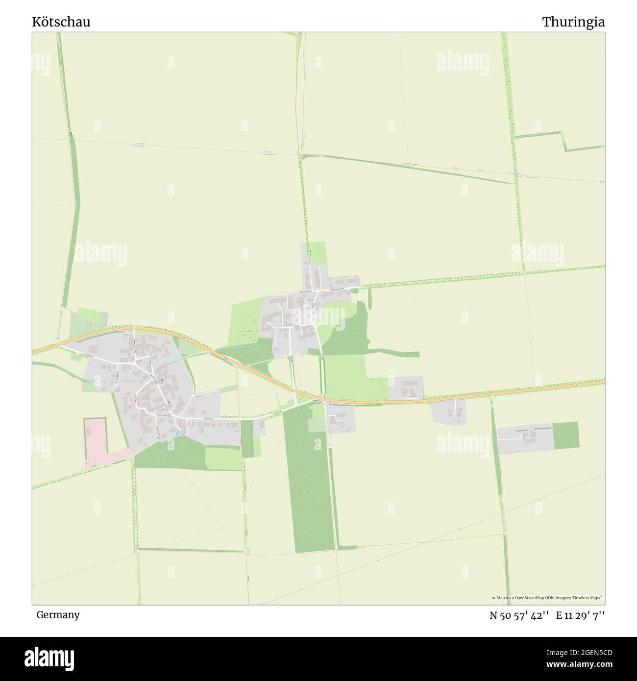 Kötschau, Allemagne, Thuringe, N 50 57' 42'', E 11 29' 7'', carte, carte intemporelle publiée en 2021. Les voyageurs, les explorateurs et les aventuriers comme Florence Nightingale, David Livingstone, Ernest Shackleton, Lewis et Clark et Sherlock Holmes se sont appuyés sur des cartes pour planifier leurs voyages dans les coins les plus reculés du monde. Timeless Maps dresse la carte de la plupart des sites du monde, montrant ainsi la réalisation de grands rêves Banque D'Images