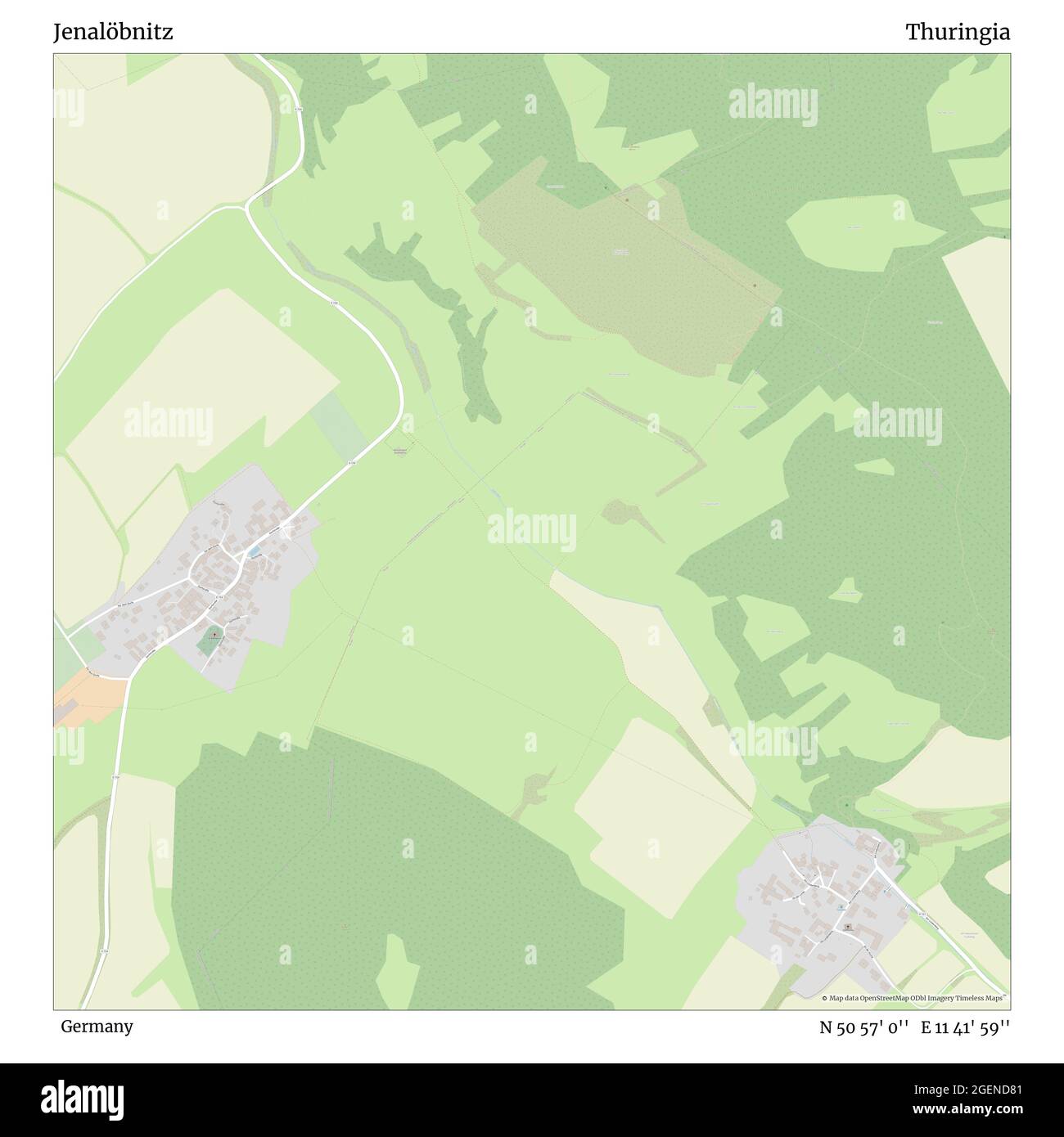 Jenalöbnitz, Allemagne, Thuringe, N 50 57' 0'', E 11 41' 59'', carte, Timeless carte publiée en 2021. Les voyageurs, les explorateurs et les aventuriers comme Florence Nightingale, David Livingstone, Ernest Shackleton, Lewis et Clark et Sherlock Holmes se sont appuyés sur des cartes pour planifier leurs voyages dans les coins les plus reculés du monde. Timeless Maps dresse la carte de la plupart des sites du monde, montrant ainsi la réalisation de grands rêves Banque D'Images