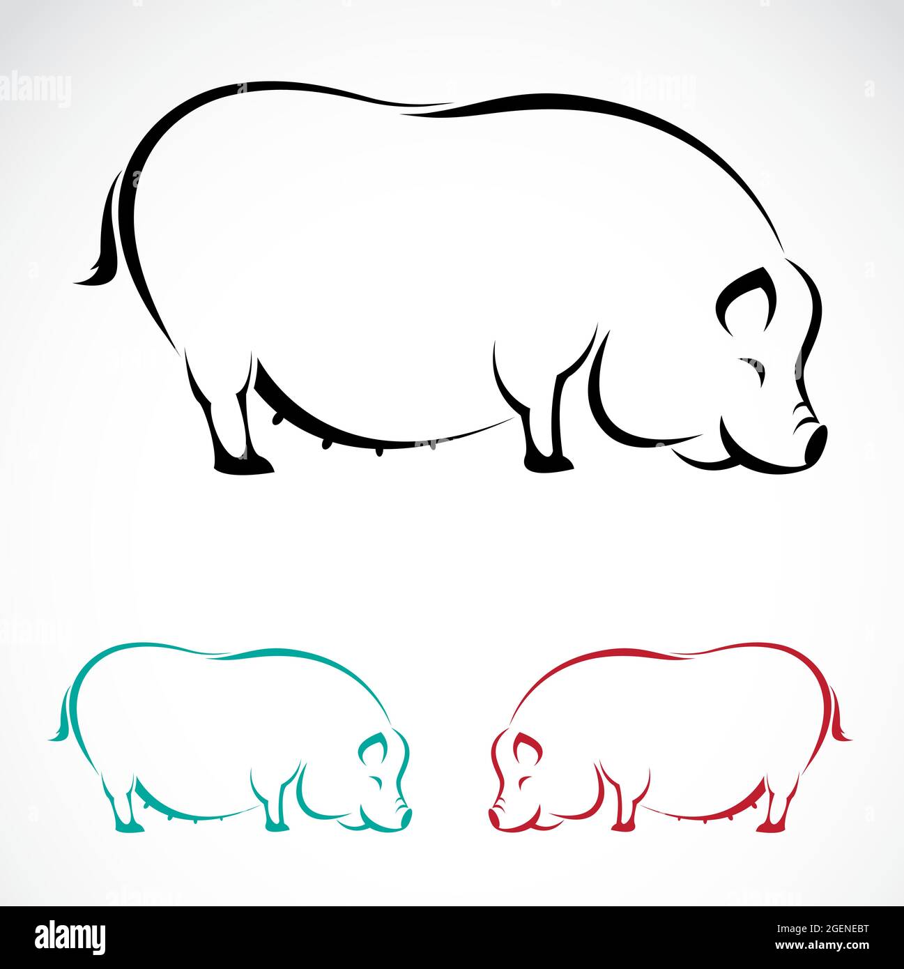 Image vectorielle d'un porc sur fond blanc. Illustration vectorielle superposée facile à modifier. Animaux sauvages. Illustration de Vecteur