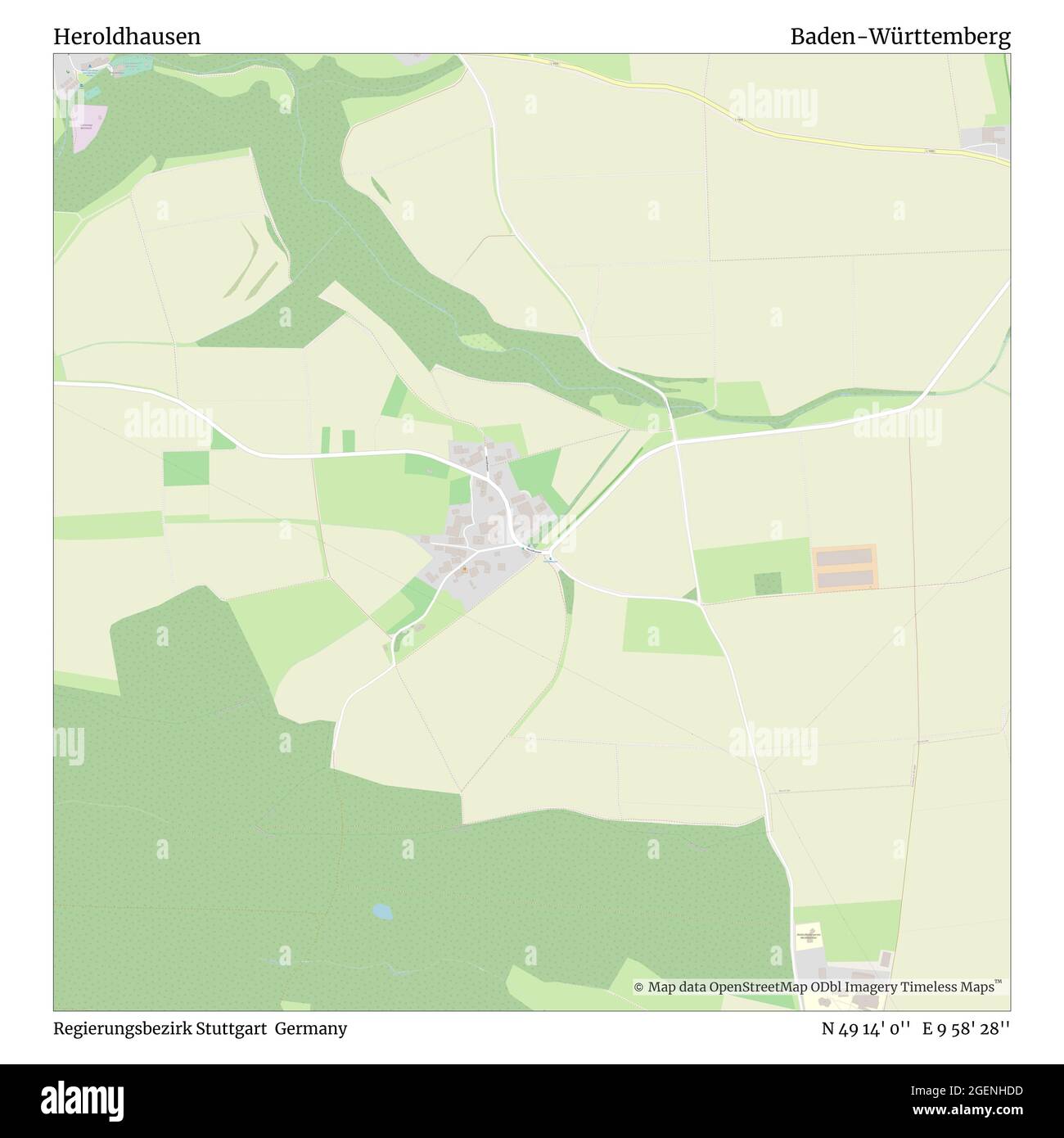 Heroldhausen, Regierungsbezirk Stuttgart, Allemagne, Bade-Wurtemberg, N 49 14' 0'', E 9 58' 28'', carte, Timeless carte publiée en 2021. Les voyageurs, les explorateurs et les aventuriers comme Florence Nightingale, David Livingstone, Ernest Shackleton, Lewis et Clark et Sherlock Holmes se sont appuyés sur des cartes pour planifier leurs voyages dans les coins les plus reculés du monde. Timeless Maps dresse la carte de la plupart des sites du monde, montrant ainsi la réalisation de grands rêves Banque D'Images