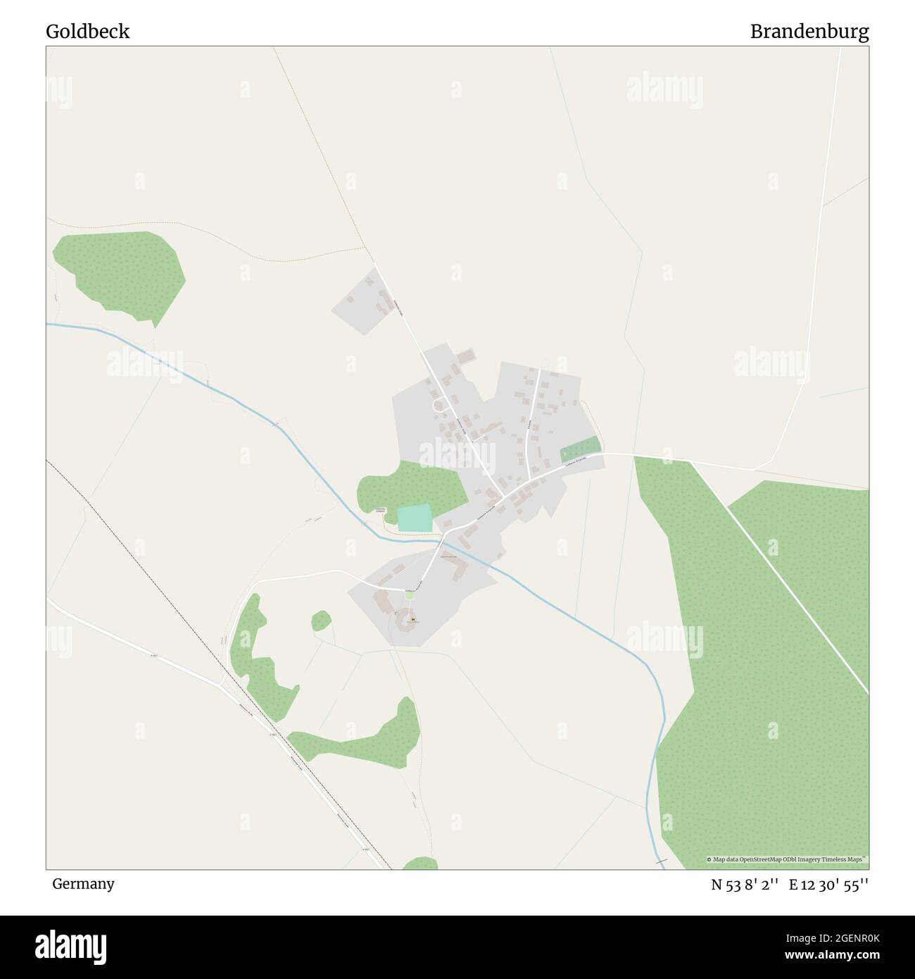 Goldbeck, Allemagne, Brandebourg, N 53 8' 2'', E 12 30' 55'', carte, carte intemporelle publiée en 2021. Les voyageurs, les explorateurs et les aventuriers comme Florence Nightingale, David Livingstone, Ernest Shackleton, Lewis et Clark et Sherlock Holmes se sont appuyés sur des cartes pour planifier leurs voyages dans les coins les plus reculés du monde. Timeless Maps dresse la carte de la plupart des sites du monde, montrant ainsi la réalisation de grands rêves Banque D'Images