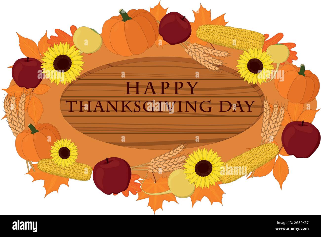 Joyeux Thanksgiving jour panneau en bois décoré avec des légumes illustration vectorielle Illustration de Vecteur