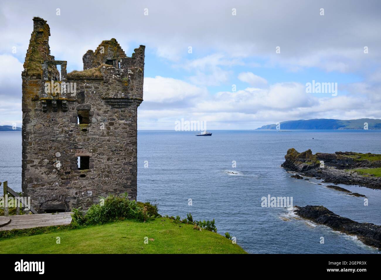 Le château de Gylen, à l'extrémité sud de l'île de Kerrera, au large d'Oban, dans le Loch Linnhe, en Écosse Banque D'Images