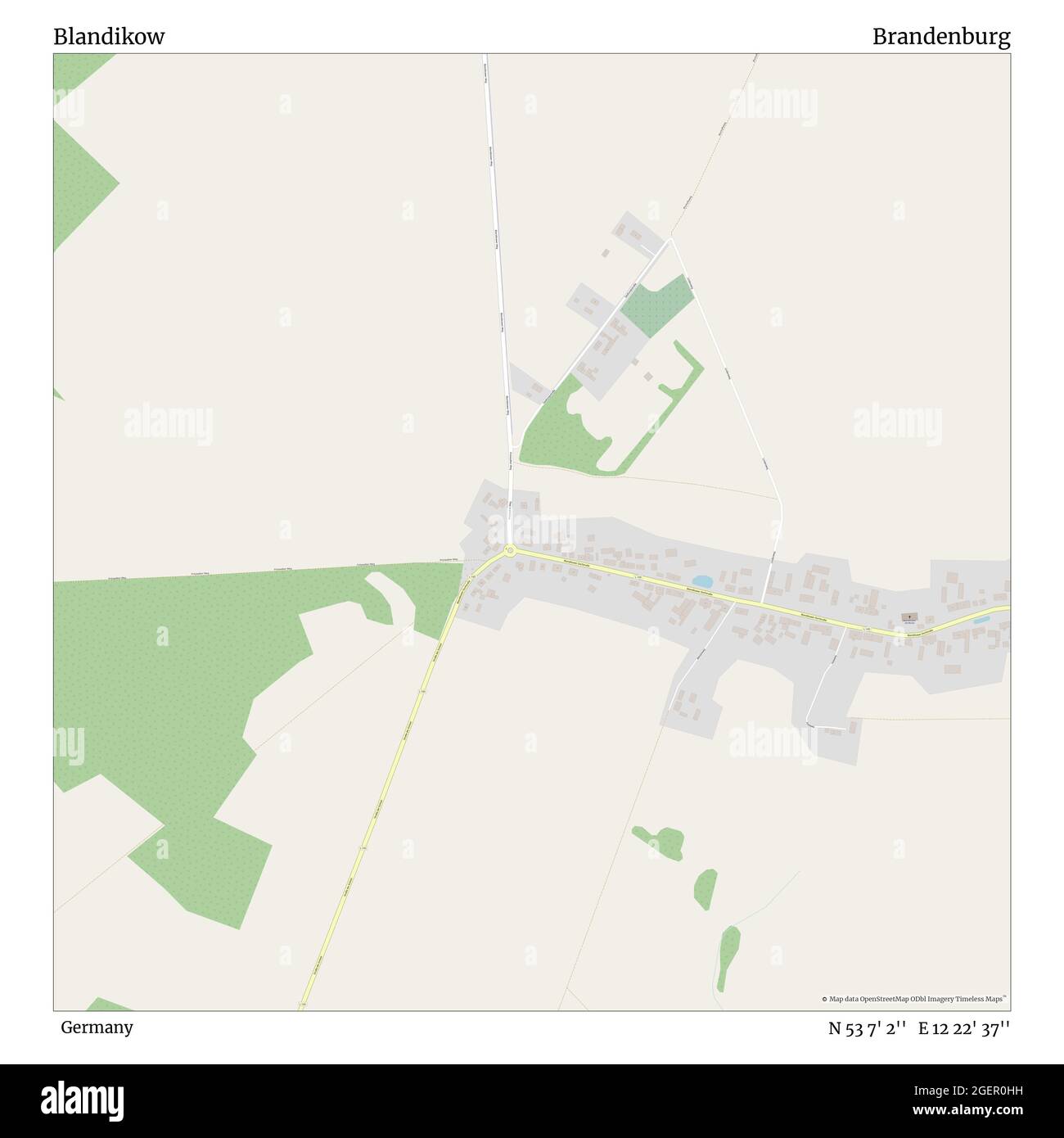 Blandikow, Allemagne, Brandebourg, N 53 7' 2'', E 12 22' 37'', carte, carte intemporelle publiée en 2021. Les voyageurs, les explorateurs et les aventuriers comme Florence Nightingale, David Livingstone, Ernest Shackleton, Lewis et Clark et Sherlock Holmes se sont appuyés sur des cartes pour planifier leurs voyages dans les coins les plus reculés du monde. Timeless Maps dresse la carte de la plupart des sites du monde, montrant ainsi la réalisation de grands rêves Banque D'Images