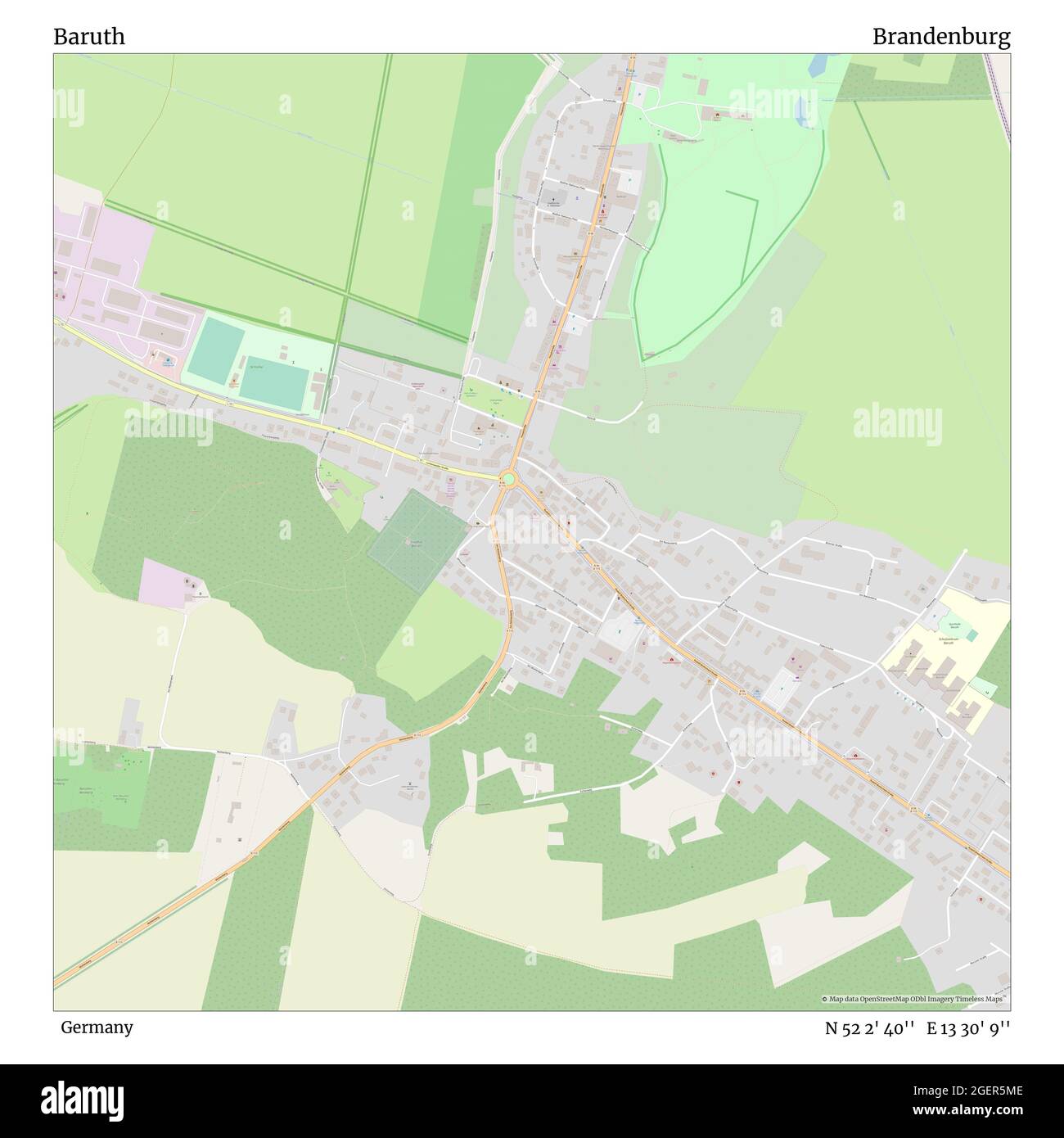 Baruth, Allemagne, Brandebourg, N 52 2' 40'', E 13 30' 9'', carte, carte intemporelle publiée en 2021. Les voyageurs, les explorateurs et les aventuriers comme Florence Nightingale, David Livingstone, Ernest Shackleton, Lewis et Clark et Sherlock Holmes se sont appuyés sur des cartes pour planifier leurs voyages dans les coins les plus reculés du monde. Timeless Maps dresse la carte de la plupart des sites du monde, montrant ainsi la réalisation de grands rêves Banque D'Images