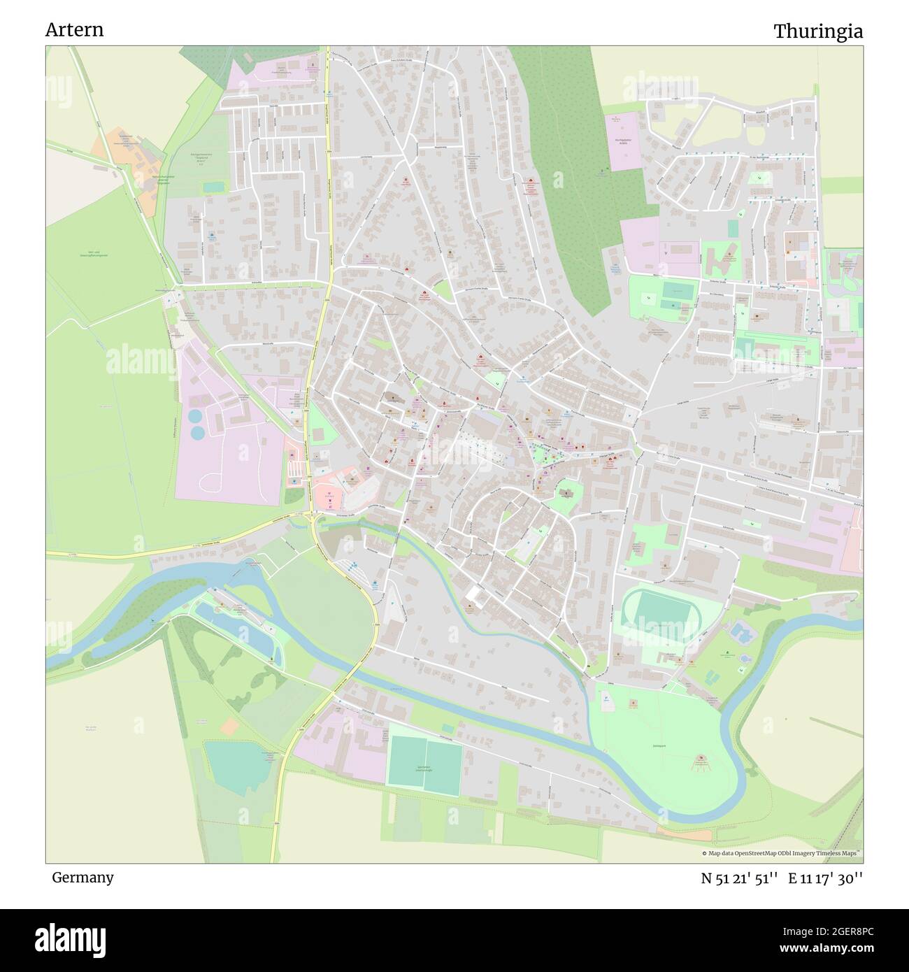 Artén, Allemagne, Thuringe, N 51 21' 51'', E 11 17' 30'', carte, carte intemporelle publiée en 2021. Les voyageurs, les explorateurs et les aventuriers comme Florence Nightingale, David Livingstone, Ernest Shackleton, Lewis et Clark et Sherlock Holmes se sont appuyés sur des cartes pour planifier leurs voyages dans les coins les plus reculés du monde. Timeless Maps dresse la carte de la plupart des sites du monde, montrant ainsi la réalisation de grands rêves Banque D'Images