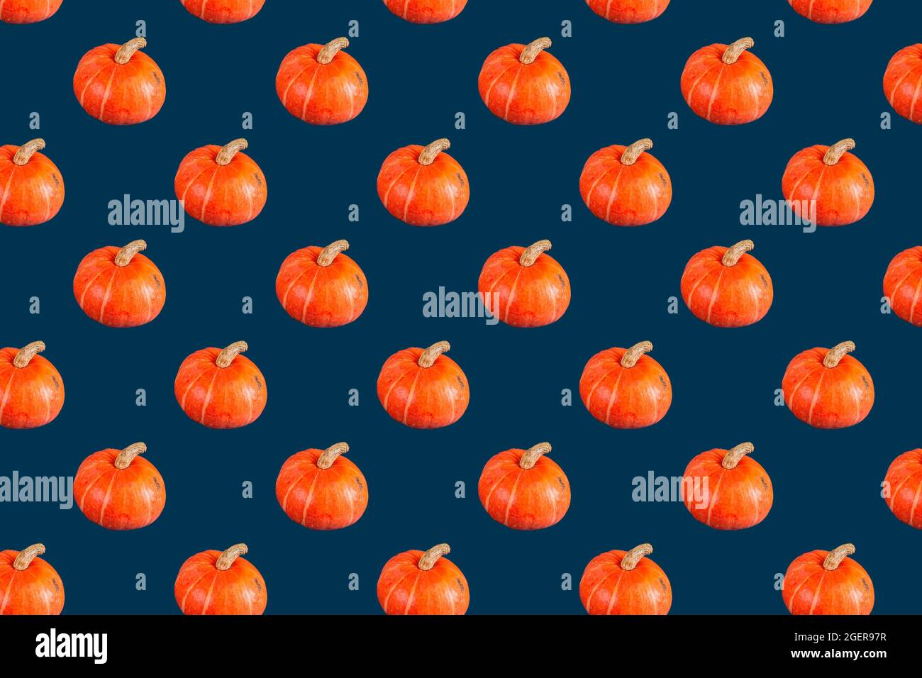 motif de citrouille orange sans couture de couleur bleu foncé Banque D'Images