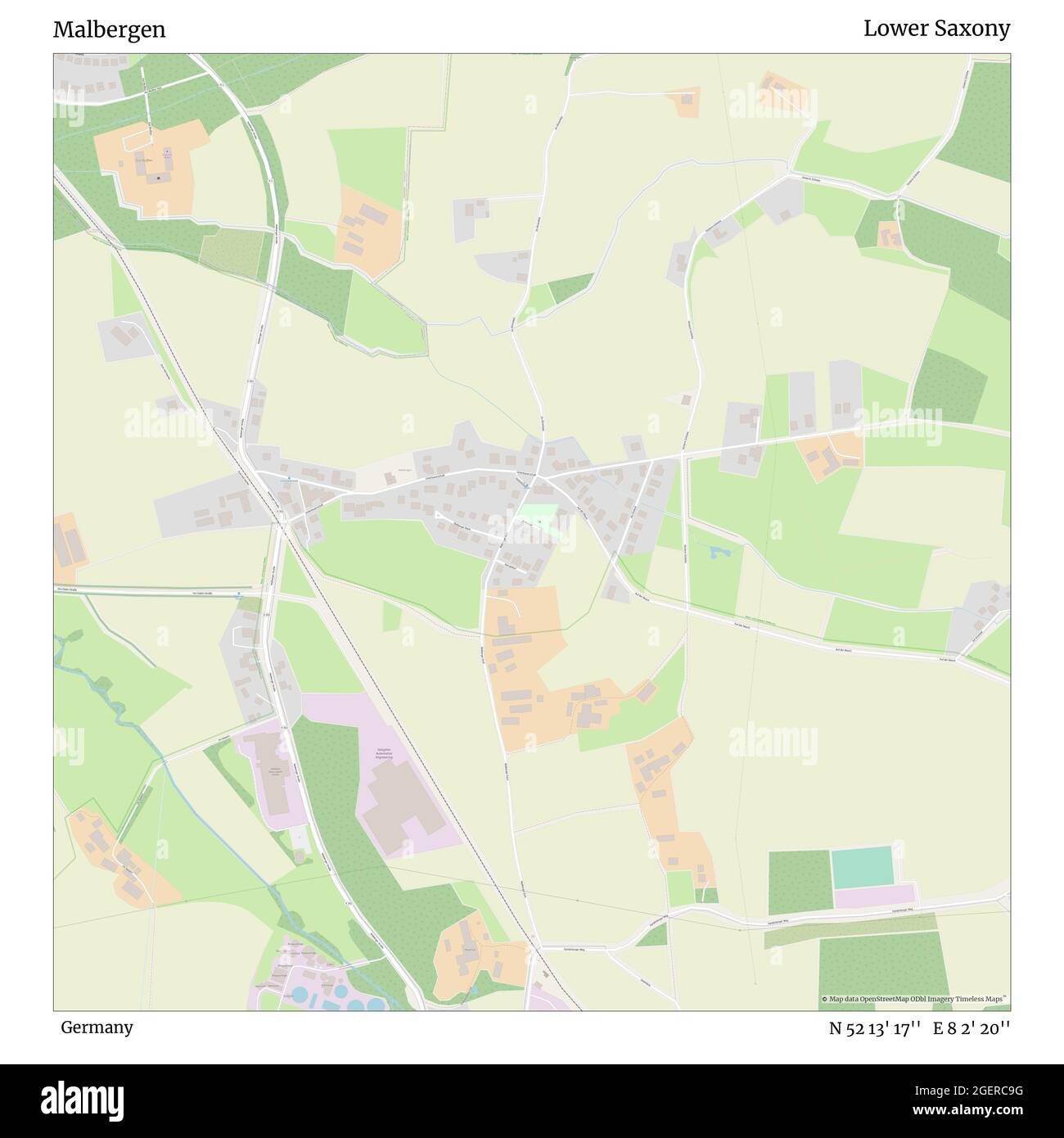 Malbergen, Allemagne, Basse-Saxe, N 52 13' 17'', E 8 2' 20'', carte, carte intemporelle publiée en 2021. Les voyageurs, les explorateurs et les aventuriers comme Florence Nightingale, David Livingstone, Ernest Shackleton, Lewis et Clark et Sherlock Holmes se sont appuyés sur des cartes pour planifier leurs voyages dans les coins les plus reculés du monde. Timeless Maps dresse la carte de la plupart des sites du monde, montrant ainsi la réalisation de grands rêves Banque D'Images