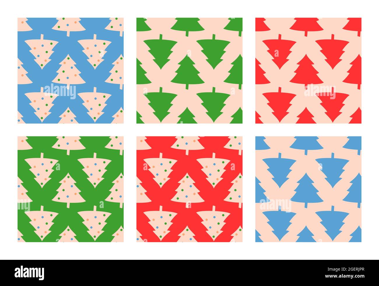 Ensemble de motifs sans couture pour sapin de Noël décoration du nouvel an. Illustration de Vecteur