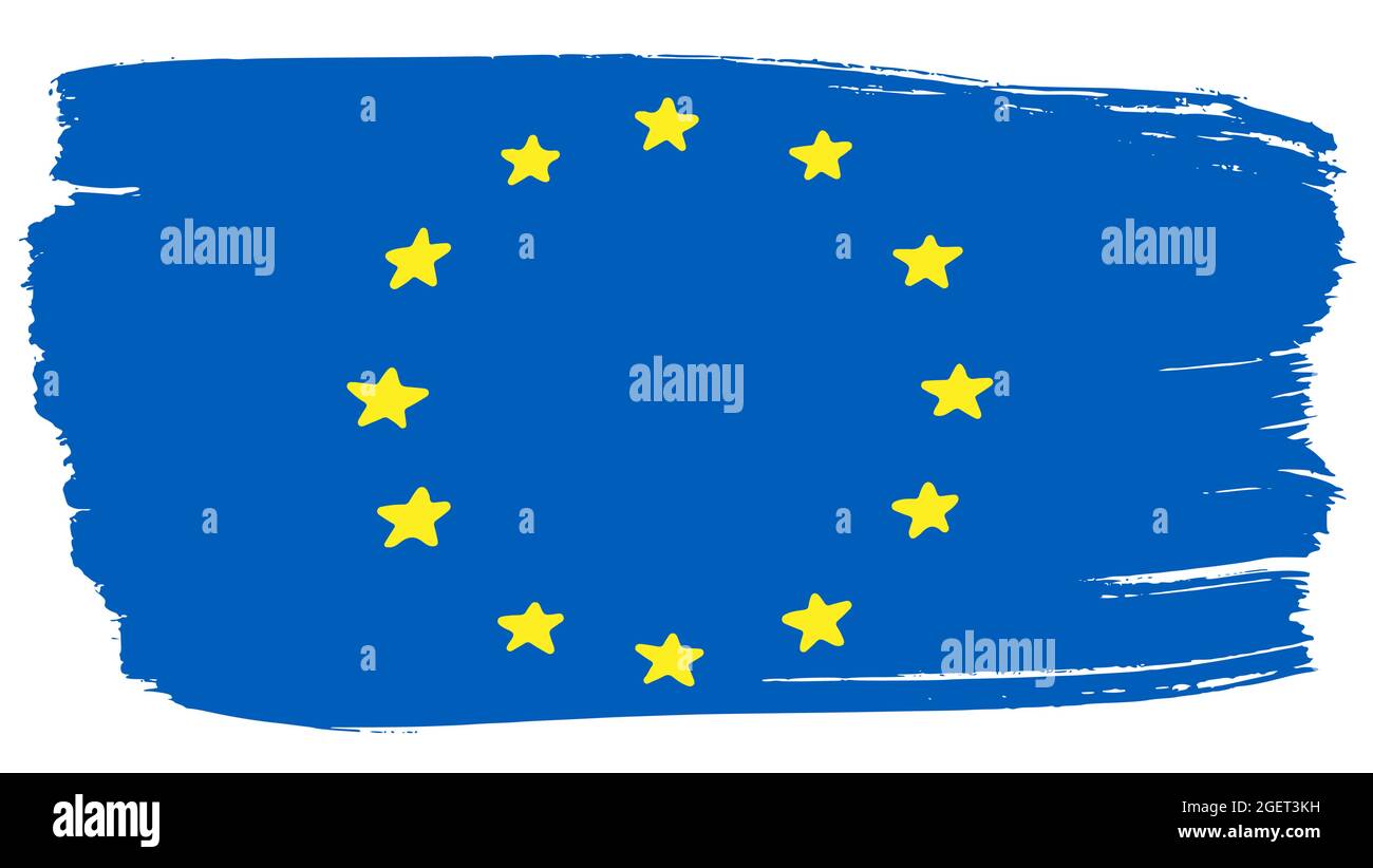 Drapeau de l'Union européenne coups de pinceau. Esquisse dessinée à la main Illustration vectorielle Illustration de Vecteur