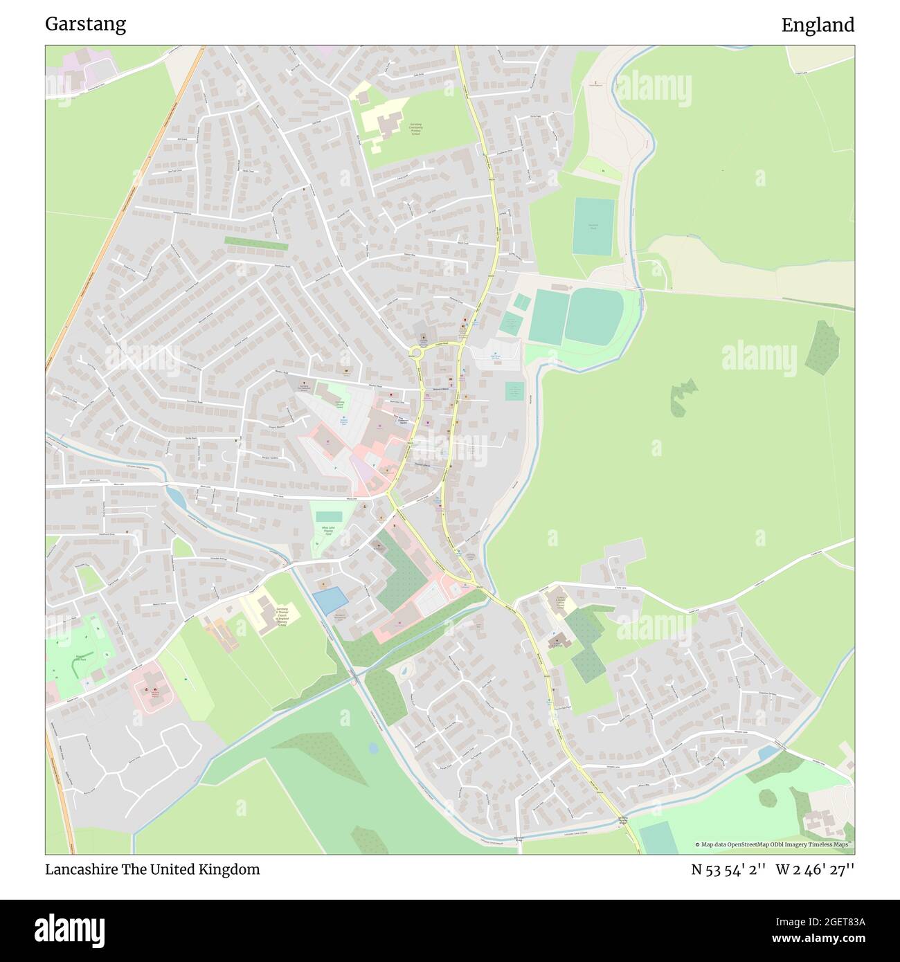 Garstang, Lancashire, Royaume-Uni, Angleterre, N 53 54' 2'', W 2 46' 27'', carte, Timeless Map publié en 2021. Les voyageurs, les explorateurs et les aventuriers comme Florence Nightingale, David Livingstone, Ernest Shackleton, Lewis et Clark et Sherlock Holmes se sont appuyés sur des cartes pour planifier leurs voyages dans les coins les plus reculés du monde. Timeless Maps dresse la carte de la plupart des sites du monde, montrant ainsi la réalisation de grands rêves Banque D'Images