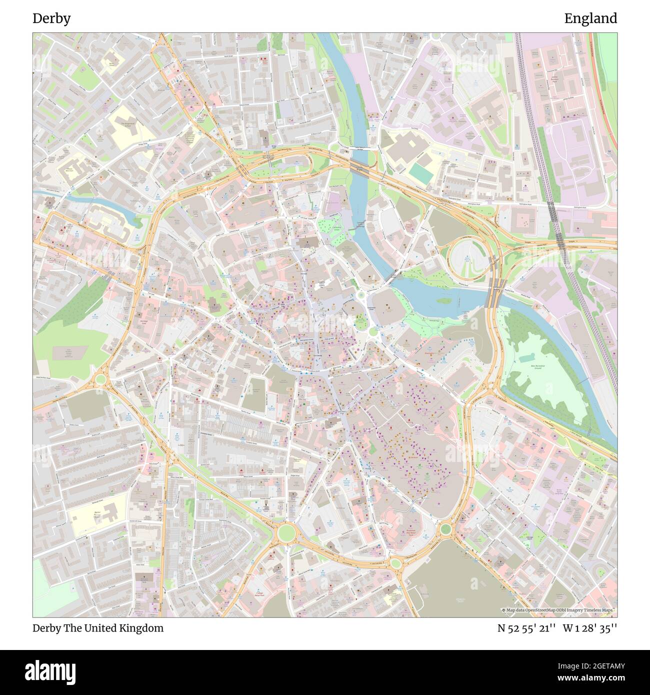 Derby, Derby, Royaume-Uni, Angleterre, N 52 55' 21'', W 1 28' 35'', carte, Timeless carte publiée en 2021. Les voyageurs, les explorateurs et les aventuriers comme Florence Nightingale, David Livingstone, Ernest Shackleton, Lewis et Clark et Sherlock Holmes se sont appuyés sur des cartes pour planifier leurs voyages dans les coins les plus reculés du monde. Timeless Maps dresse la carte de la plupart des sites du monde, montrant ainsi la réalisation de grands rêves Banque D'Images