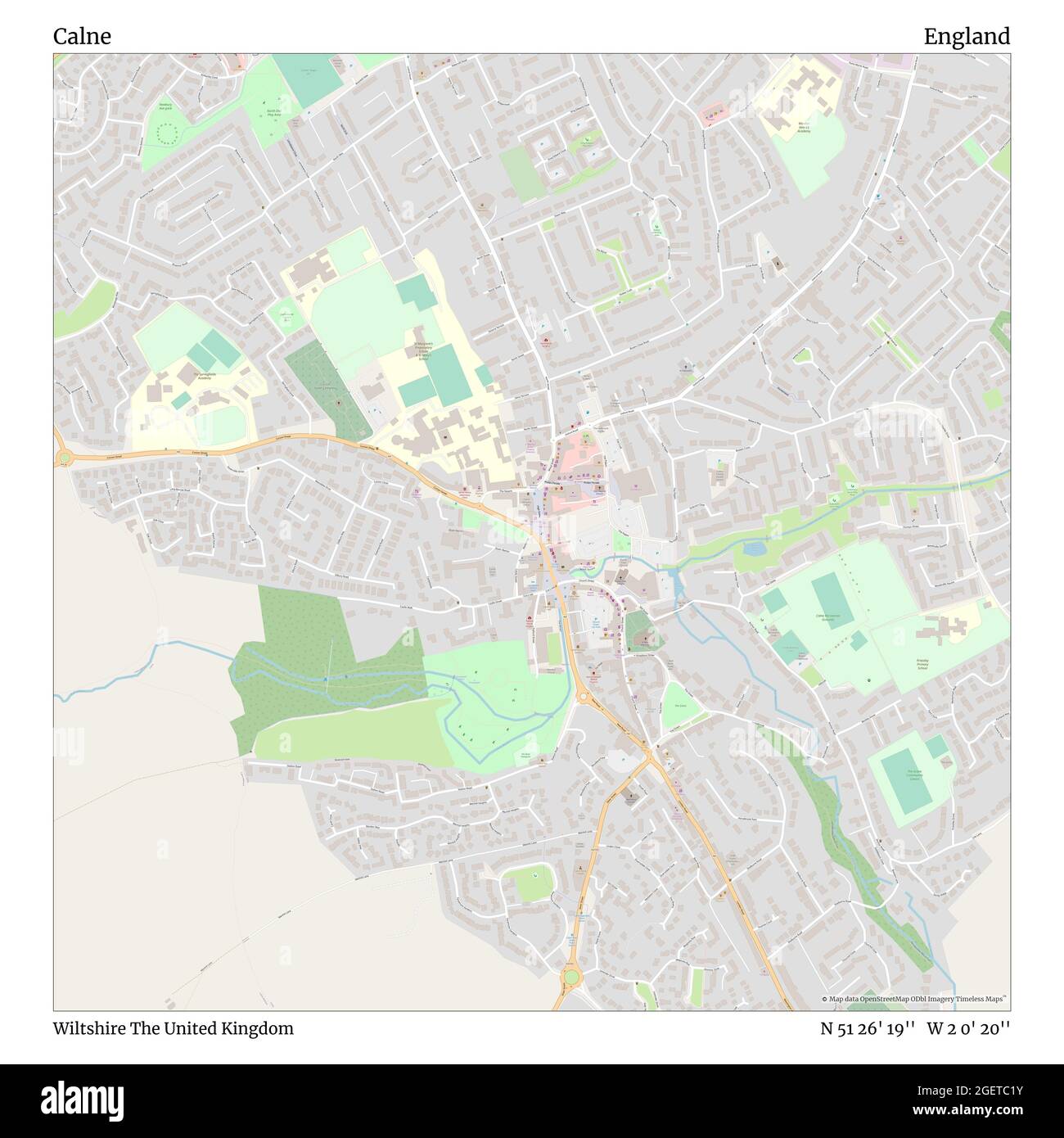 Calne, Wiltshire, Royaume-Uni, Angleterre, N 51 26' 19'', W 2 0' 20'', carte, Timeless carte publiée en 2021. Les voyageurs, les explorateurs et les aventuriers comme Florence Nightingale, David Livingstone, Ernest Shackleton, Lewis et Clark et Sherlock Holmes se sont appuyés sur des cartes pour planifier leurs voyages dans les coins les plus reculés du monde. Timeless Maps dresse la carte de la plupart des sites du monde, montrant ainsi la réalisation de grands rêves Banque D'Images