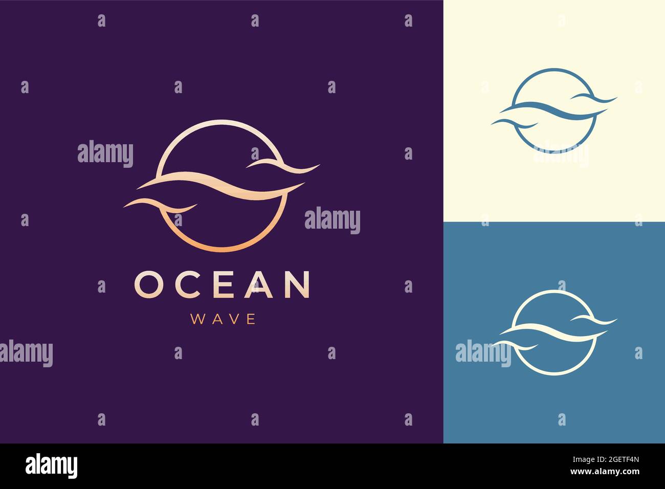 Modèle de luxe avec logo « vague de mer » de forme simple et propre Illustration de Vecteur