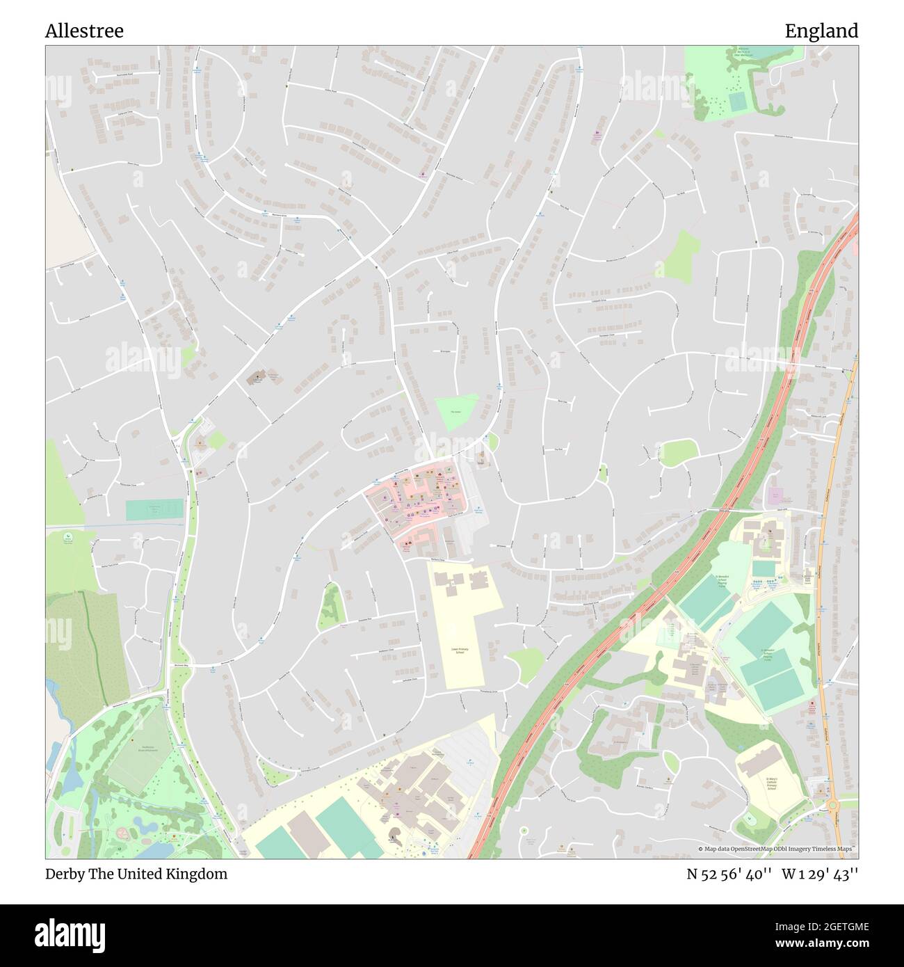 Allestree, Derby, Royaume-Uni, Angleterre, N 52 56' 40'', W 1 29' 43'', carte, Timeless carte publiée en 2021. Les voyageurs, les explorateurs et les aventuriers comme Florence Nightingale, David Livingstone, Ernest Shackleton, Lewis et Clark et Sherlock Holmes se sont appuyés sur des cartes pour planifier leurs voyages dans les coins les plus reculés du monde. Timeless Maps dresse la carte de la plupart des sites du monde, montrant ainsi la réalisation de grands rêves Banque D'Images