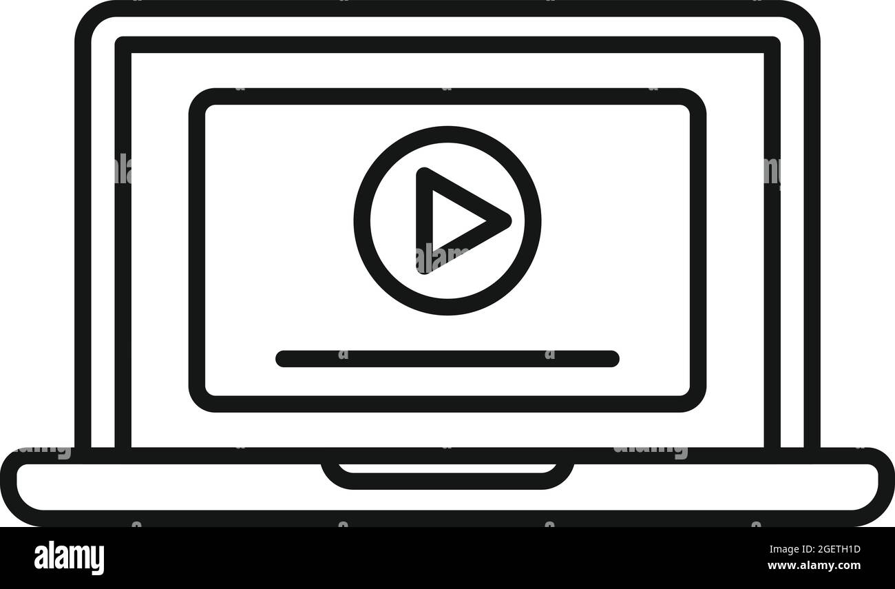 Vecteur de contour d'icône d'édition vidéo pour ordinateur portable. Caméra écran Illustration de Vecteur