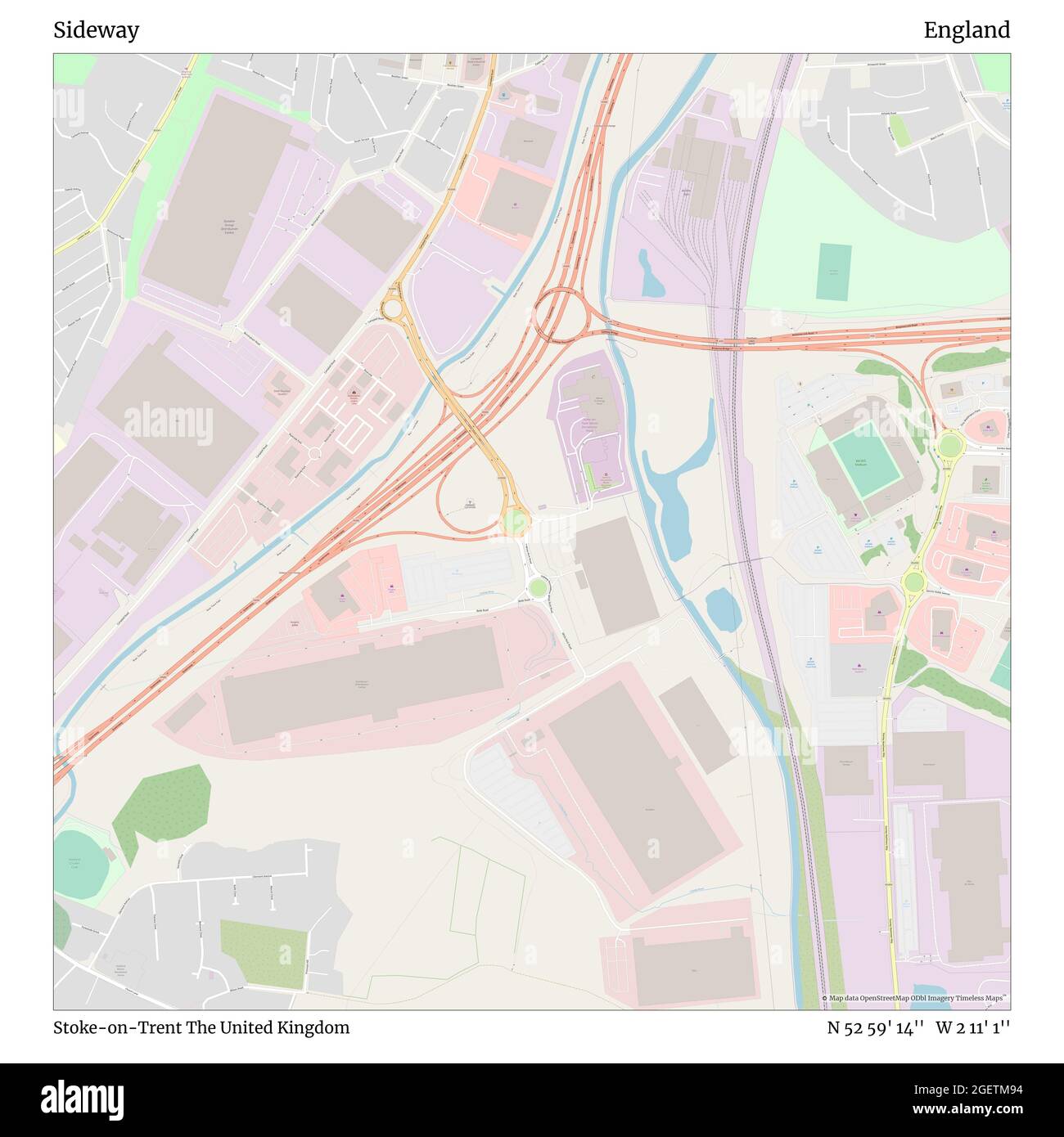 Sideway, Stoke-on-Trent, Royaume-Uni, Angleterre, N 52 59' 14'', W 2 11' 1'', carte, Timeless carte publiée en 2021. Les voyageurs, les explorateurs et les aventuriers comme Florence Nightingale, David Livingstone, Ernest Shackleton, Lewis et Clark et Sherlock Holmes se sont appuyés sur des cartes pour planifier leurs voyages dans les coins les plus reculés du monde. Timeless Maps dresse la carte de la plupart des sites du monde, montrant ainsi la réalisation de grands rêves Banque D'Images