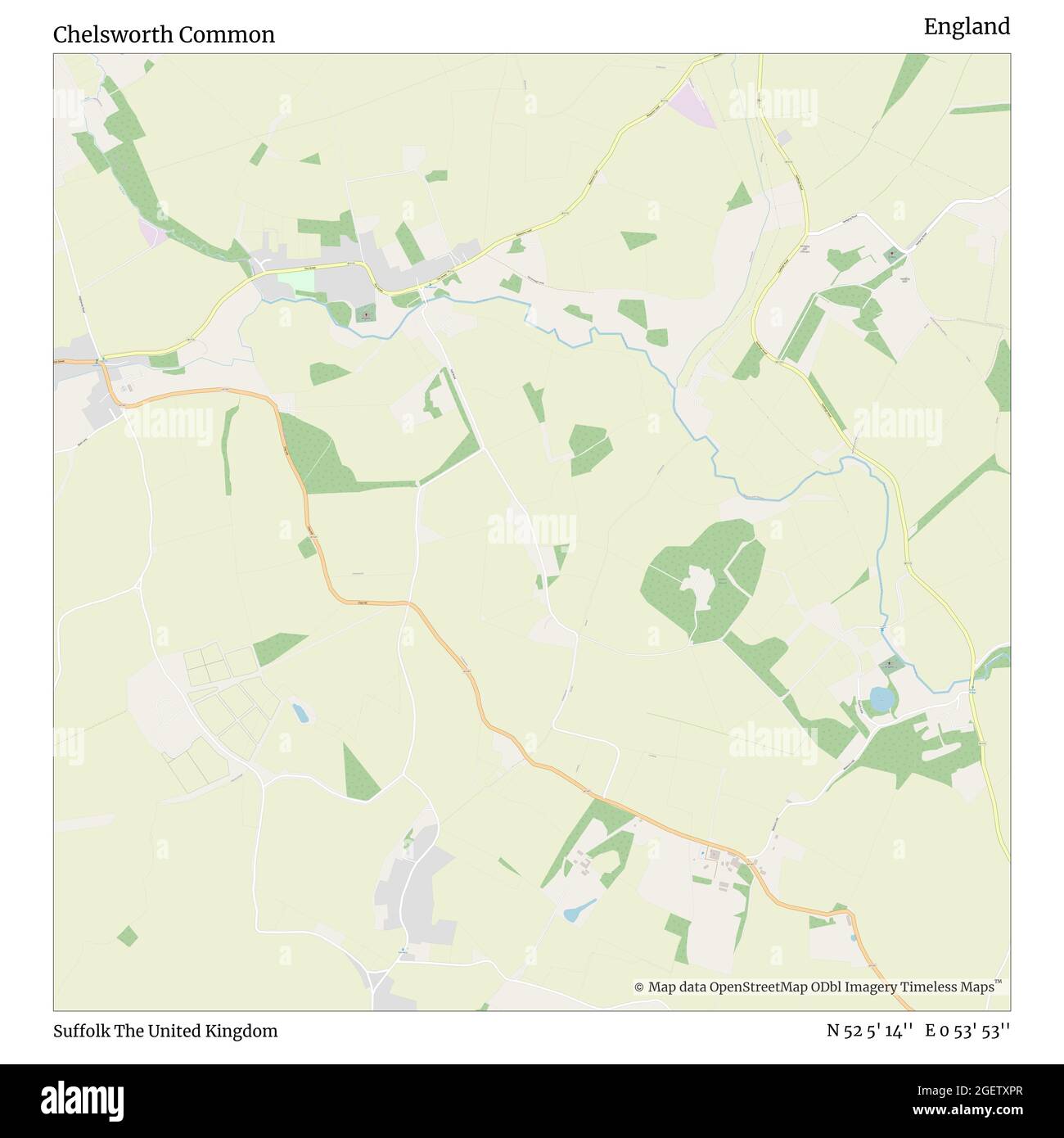 Chelsworth Common, Suffolk, Royaume-Uni, Angleterre, N 52 5' 14'', E 0 53' 53'', carte, Timeless carte publiée en 2021. Les voyageurs, les explorateurs et les aventuriers comme Florence Nightingale, David Livingstone, Ernest Shackleton, Lewis et Clark et Sherlock Holmes se sont appuyés sur des cartes pour planifier leurs voyages dans les coins les plus reculés du monde. Timeless Maps dresse la carte de la plupart des sites du monde, montrant ainsi la réalisation de grands rêves Banque D'Images