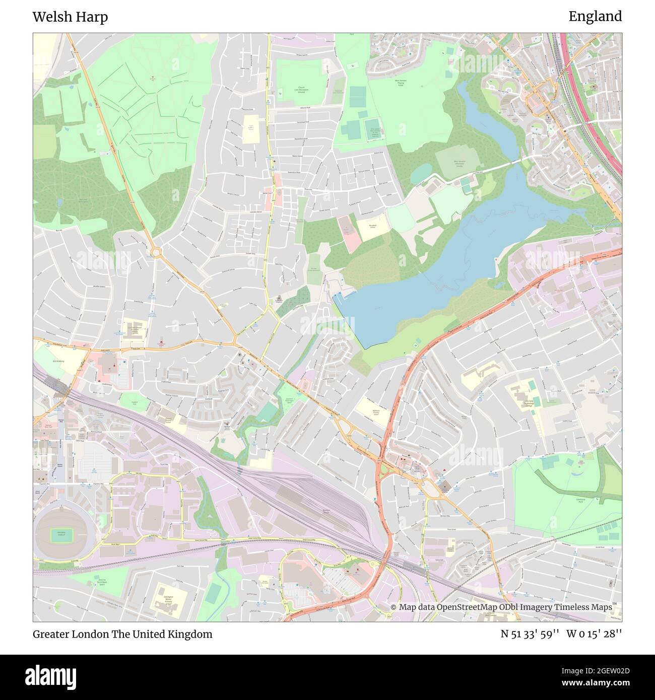 Welsh Harp, Grand Londres, Royaume-Uni, Angleterre, N 51 33' 59'', W 0 15' 28'', carte, Timeless carte publiée en 2021. Les voyageurs, les explorateurs et les aventuriers comme Florence Nightingale, David Livingstone, Ernest Shackleton, Lewis et Clark et Sherlock Holmes se sont appuyés sur des cartes pour planifier leurs voyages dans les coins les plus reculés du monde. Timeless Maps dresse la carte de la plupart des sites du monde, montrant ainsi la réalisation de grands rêves Banque D'Images