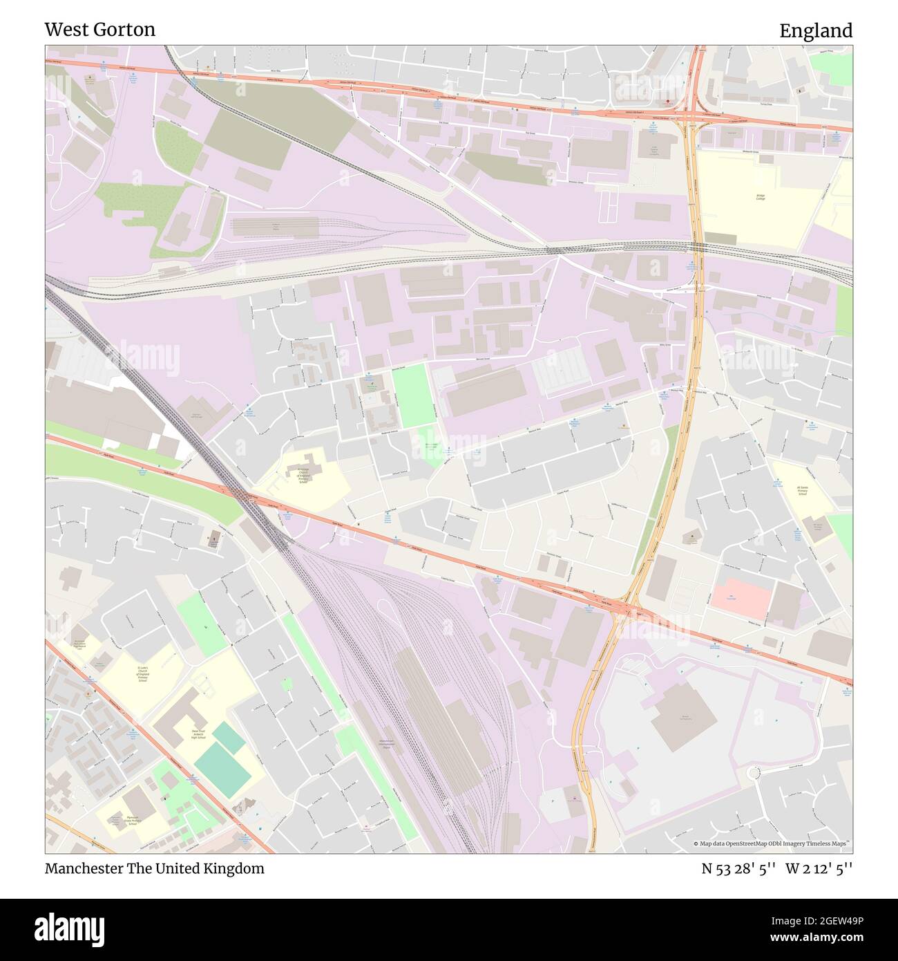 West Gorton, Manchester, Royaume-Uni, Angleterre, N 53 28' 5'', W 2 12' 5'', carte, Timeless carte publiée en 2021. Les voyageurs, les explorateurs et les aventuriers comme Florence Nightingale, David Livingstone, Ernest Shackleton, Lewis et Clark et Sherlock Holmes se sont appuyés sur des cartes pour planifier leurs voyages dans les coins les plus reculés du monde. Timeless Maps dresse la carte de la plupart des sites du monde, montrant ainsi la réalisation de grands rêves Banque D'Images