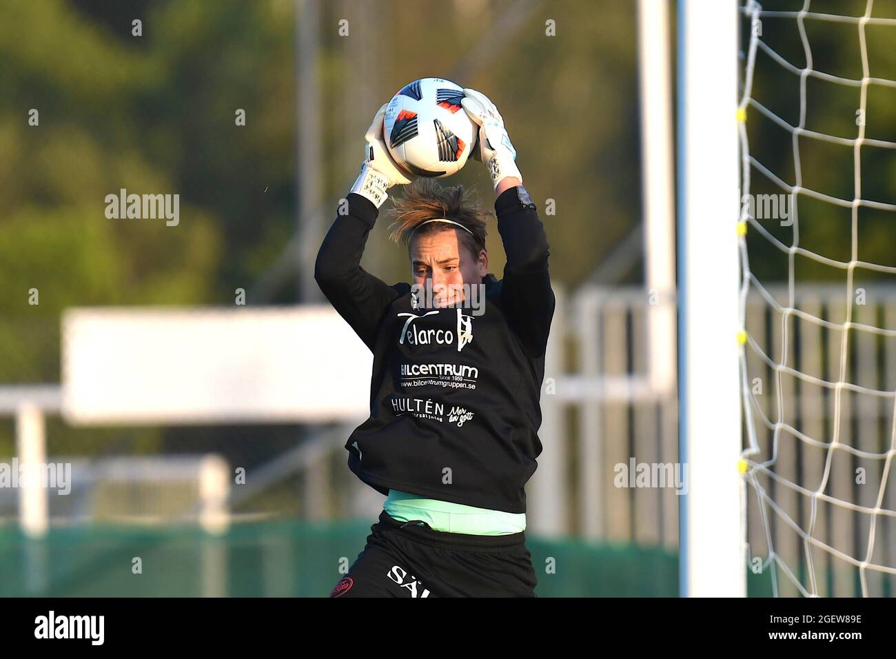 Kristianstad, Suède. 21 août 2021. Brett Maron (1 Kristianstad) au cours de l'échauffement avant la finale de la Ligue Path Group 2, qualification à l'UEFA Womens Champions League entre le FC Girondins de Bordeaux et Kristianstads DFF à Kristianstads Fotbollsarena à Kristianstad, Suède crédit: SPP Sport Press photo. /Alamy Live News Banque D'Images