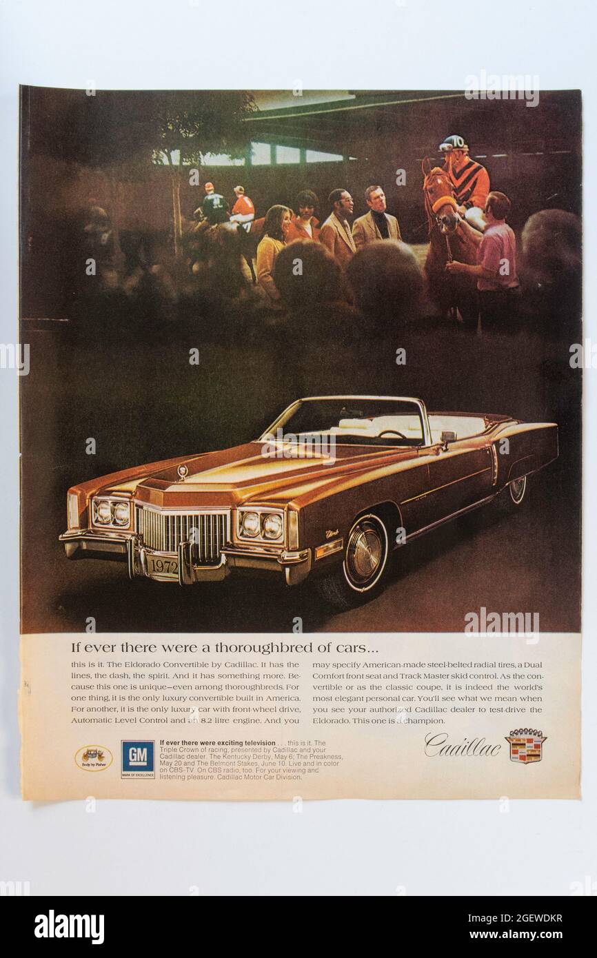 Publicité du magazine Vintage Life, numéro du 14 avril 1972, États-Unis Banque D'Images