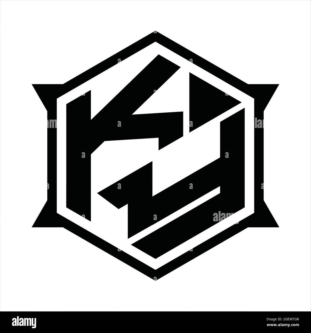 Monogramme KY logo avec modèle hexagonal et forme pointue Illustration de Vecteur