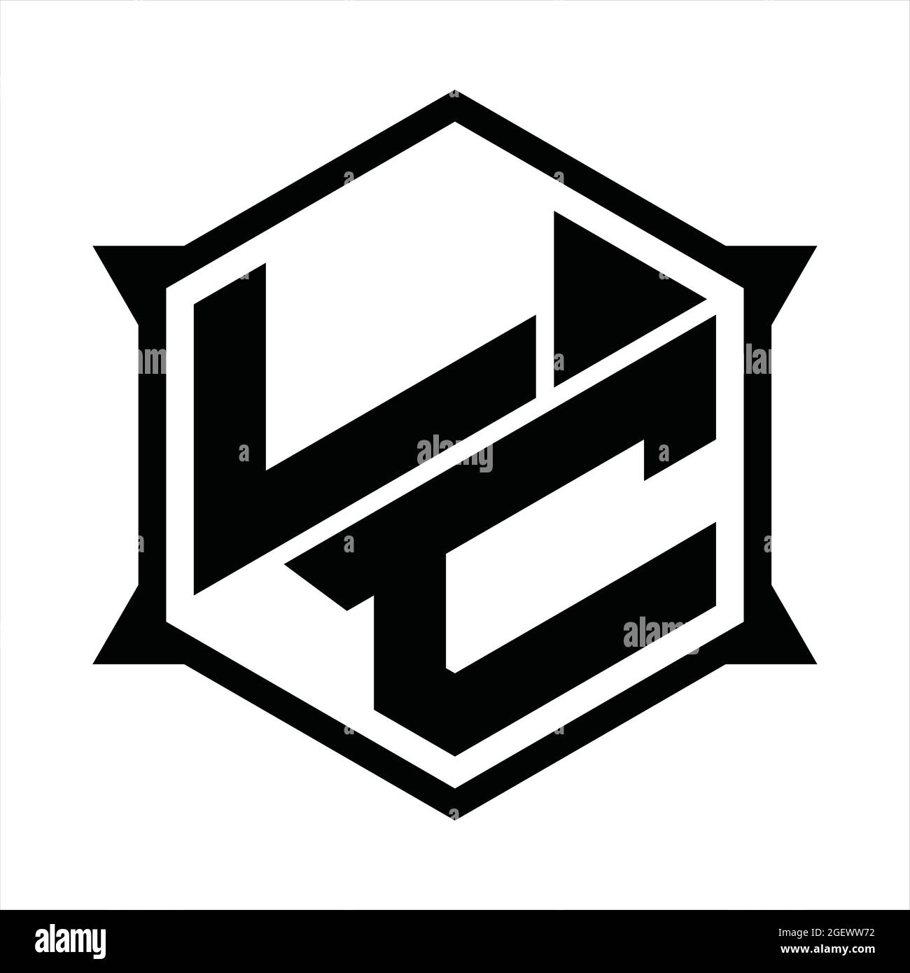 Monogramme avec logo LC, modèle de forme hexagonale et pointue Illustration de Vecteur