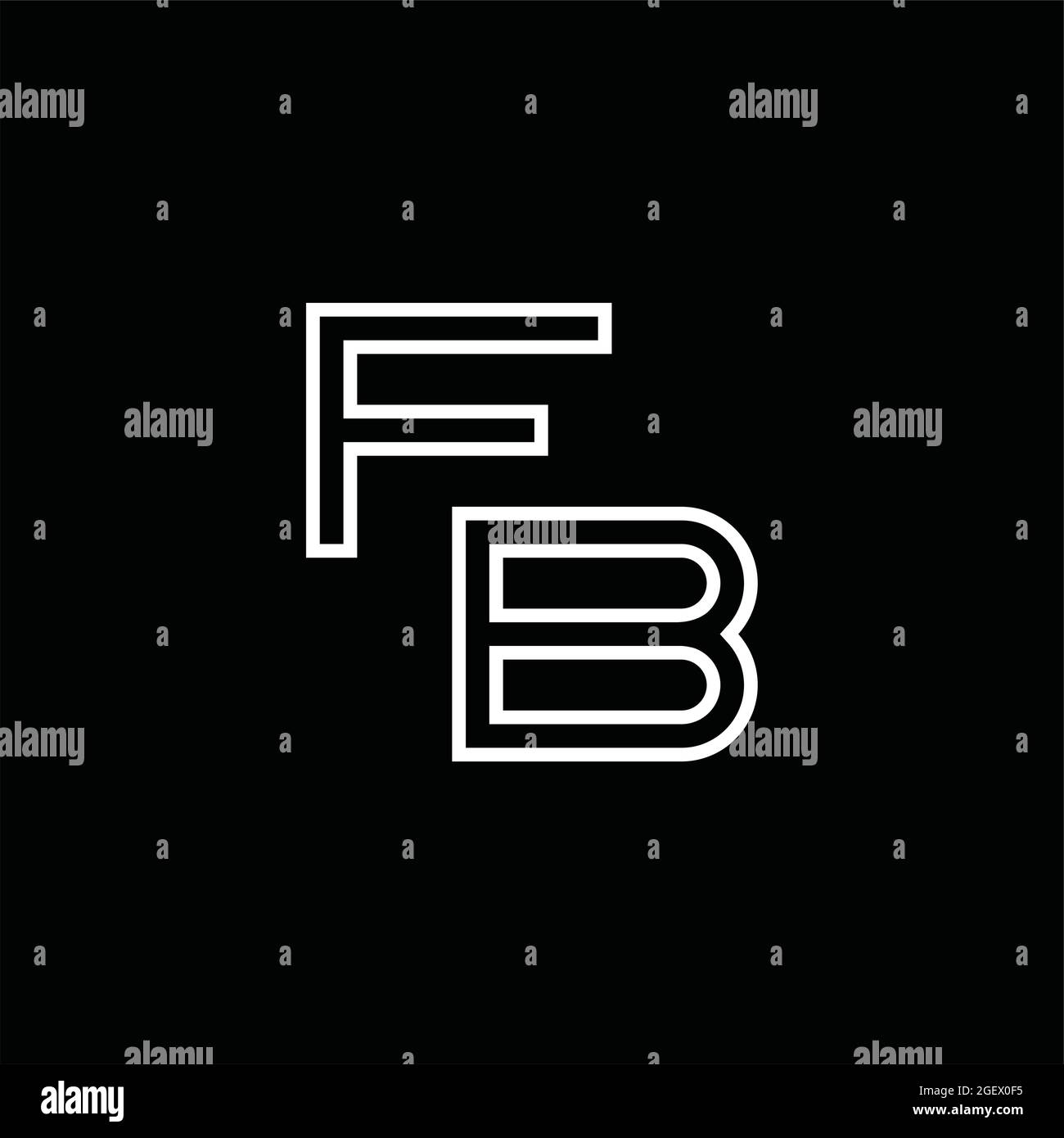 Logo FB monogramme avec modèle de dessin de fond noir de style ligne ...
