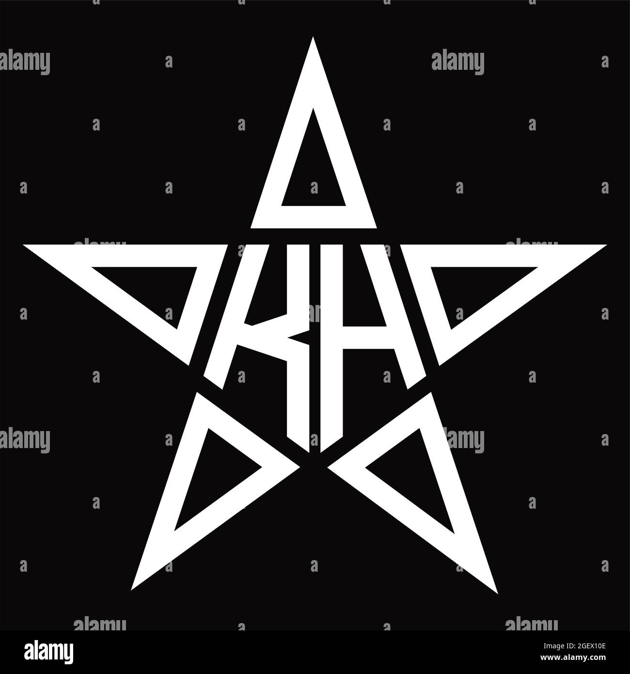 Logo KH monogramme avec modèle de dessin de fond noir de style ligne Illustration de Vecteur
