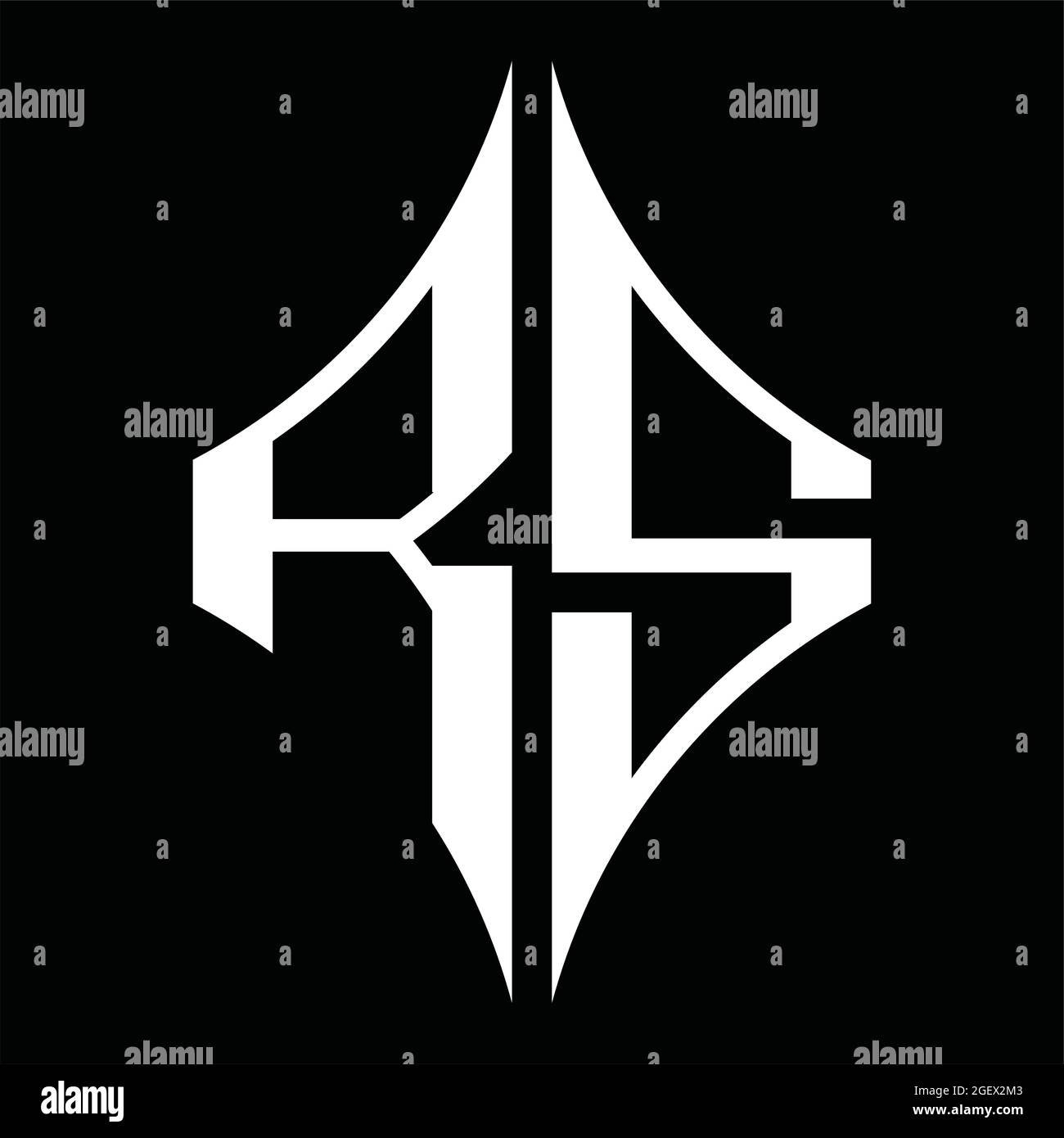 Monogramme RS avec forme en étoile sur fond noir Illustration de Vecteur