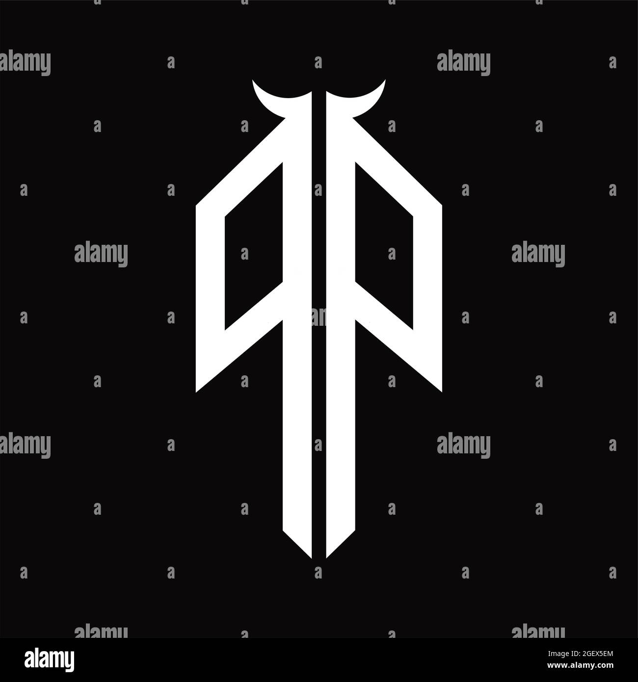 Monogramme en PP avec modèle en forme de corne Illustration de Vecteur