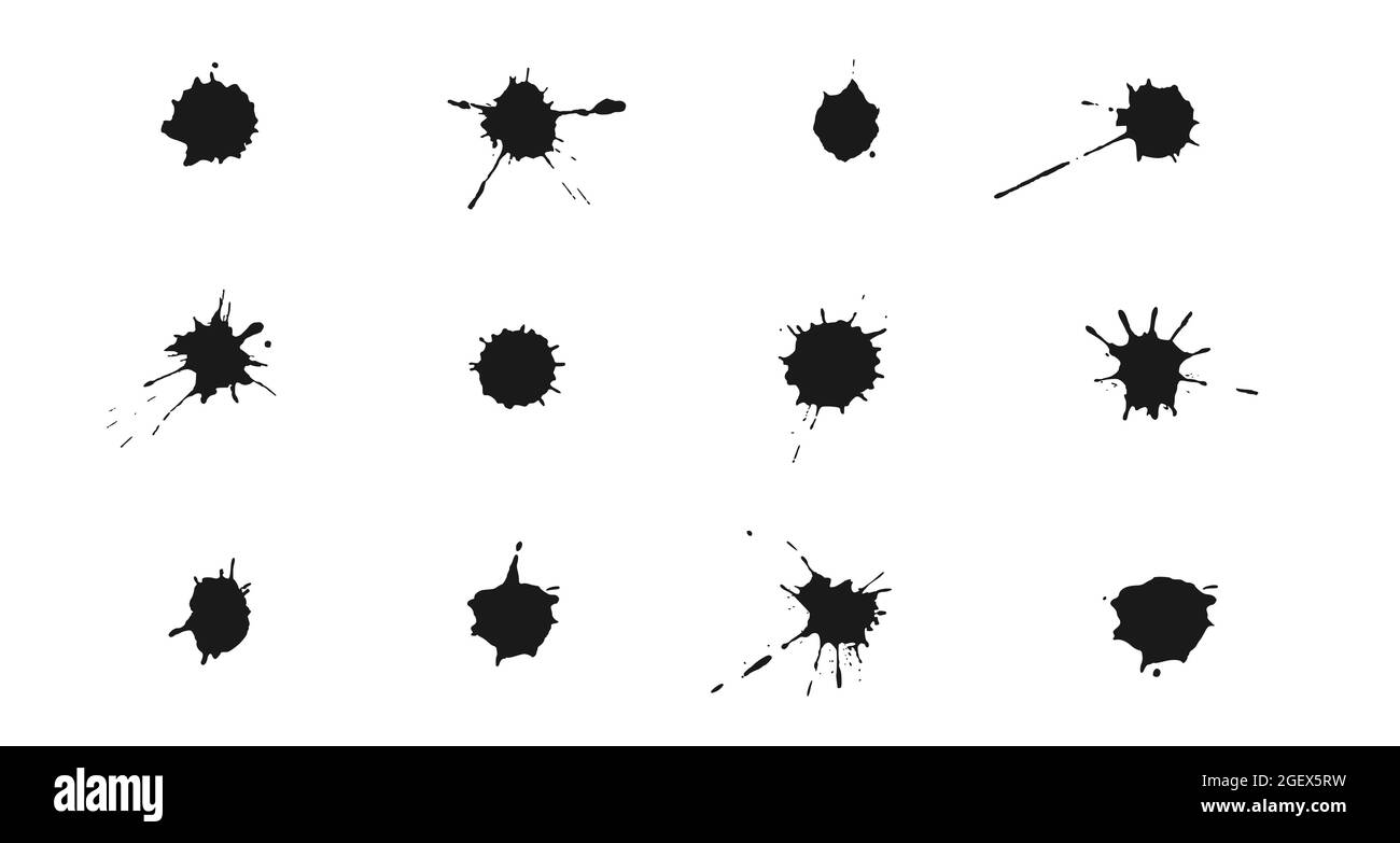 Éclaboussures et gouttes d'encre. Jeu de blobs, de blots et de spatules vectorisés à la main Illustration de Vecteur