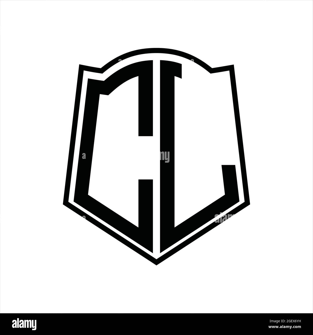 CL logo monogramme avec forme de bouclier isolé fond noir modèle de conception Illustration de Vecteur