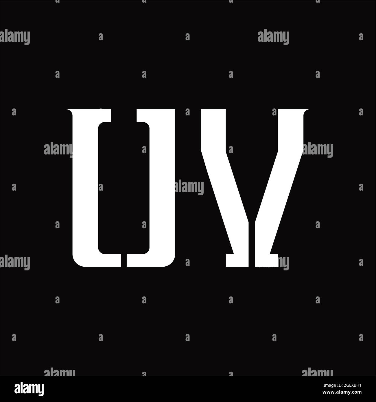 Monogramme UV avec tranche centrale sur fond noir Illustration de Vecteur