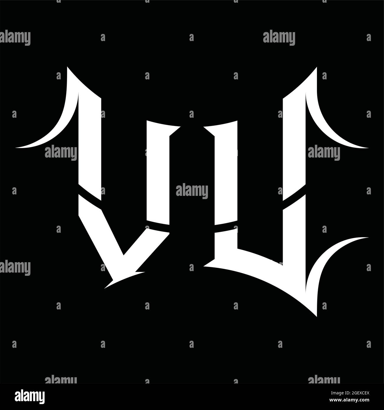 Monogramme du logo vu avec modèle de motif de fond noir de forme abstraite Illustration de Vecteur