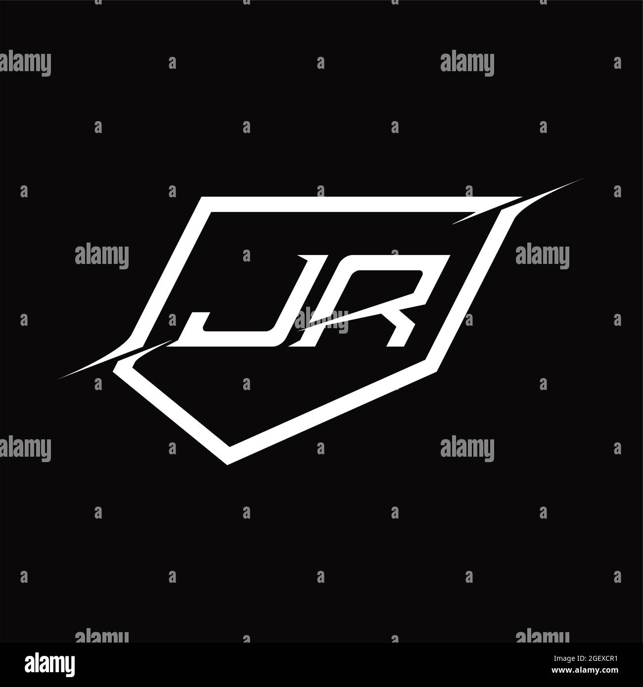 Logo JR monogramme avec modèle de fond noir de forme abstraite Illustration de Vecteur