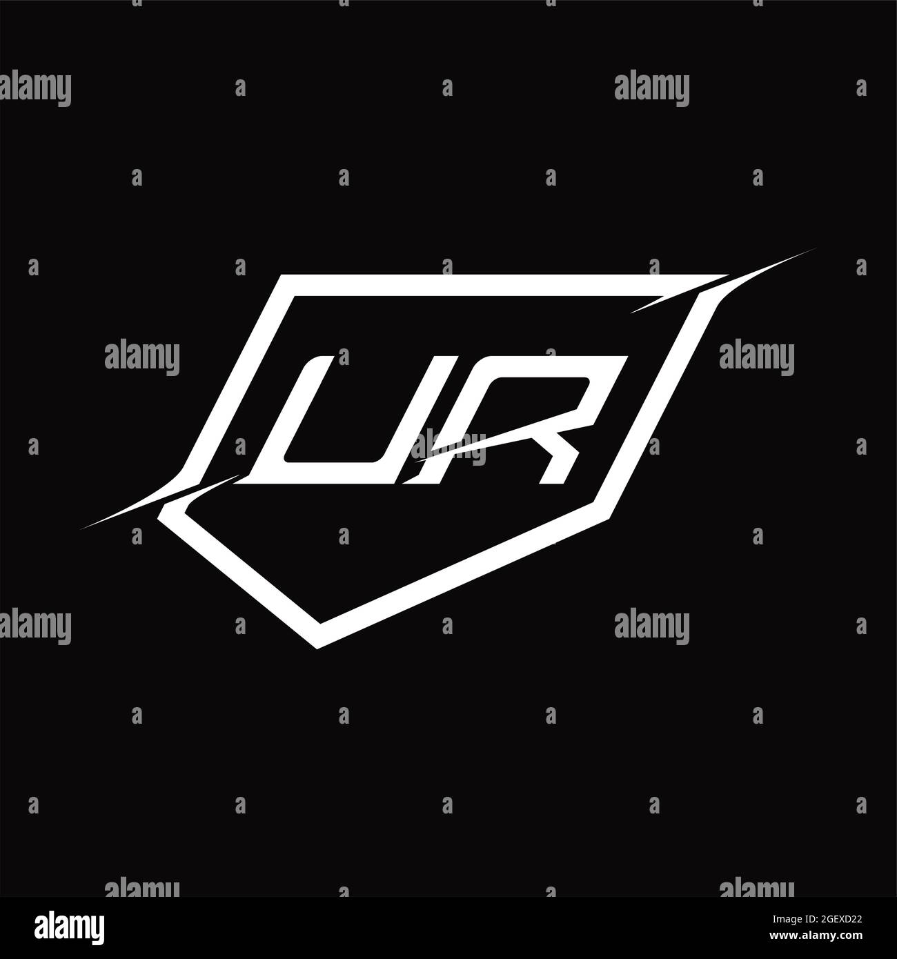 UR logo monogramme avec forme abstraite fond noir modèle de conception Illustration de Vecteur