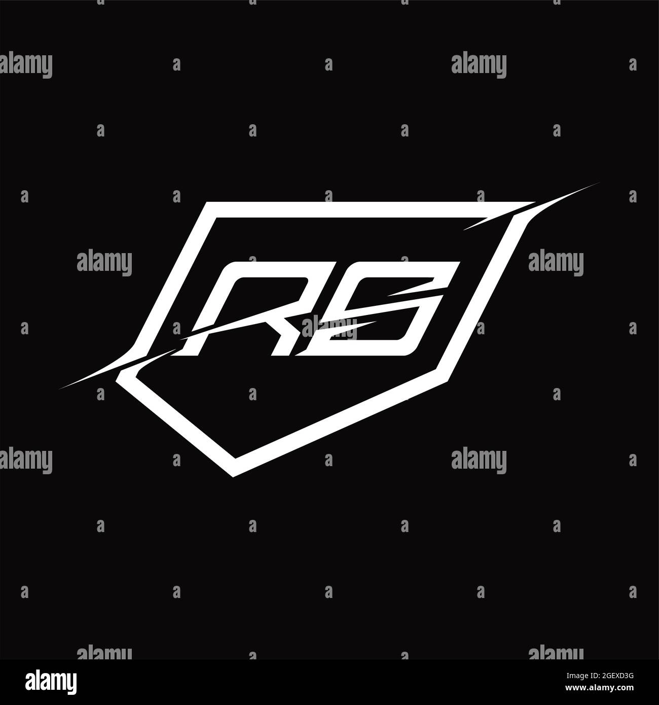 Monogramme logo RS avec modèle de fond noir de forme abstraite Illustration de Vecteur