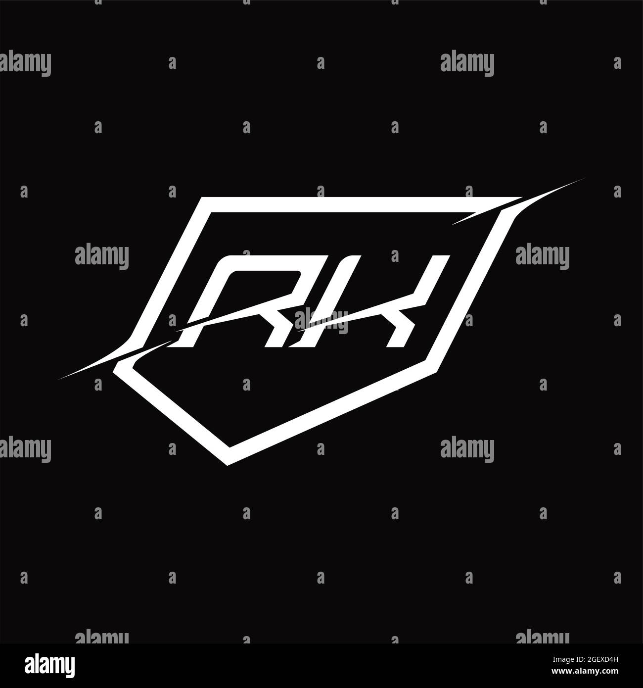 Logo RK monogramme avec modèle de motif noir de forme abstraite Illustration de Vecteur