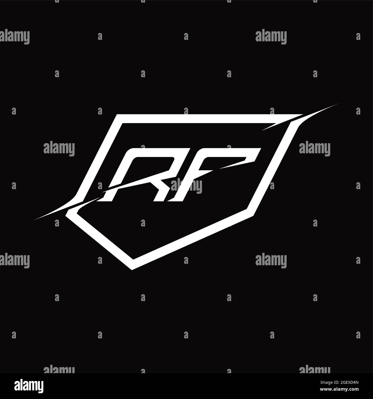 Logo RF monogramme avec modèle de fond noir de forme abstraite Illustration de Vecteur